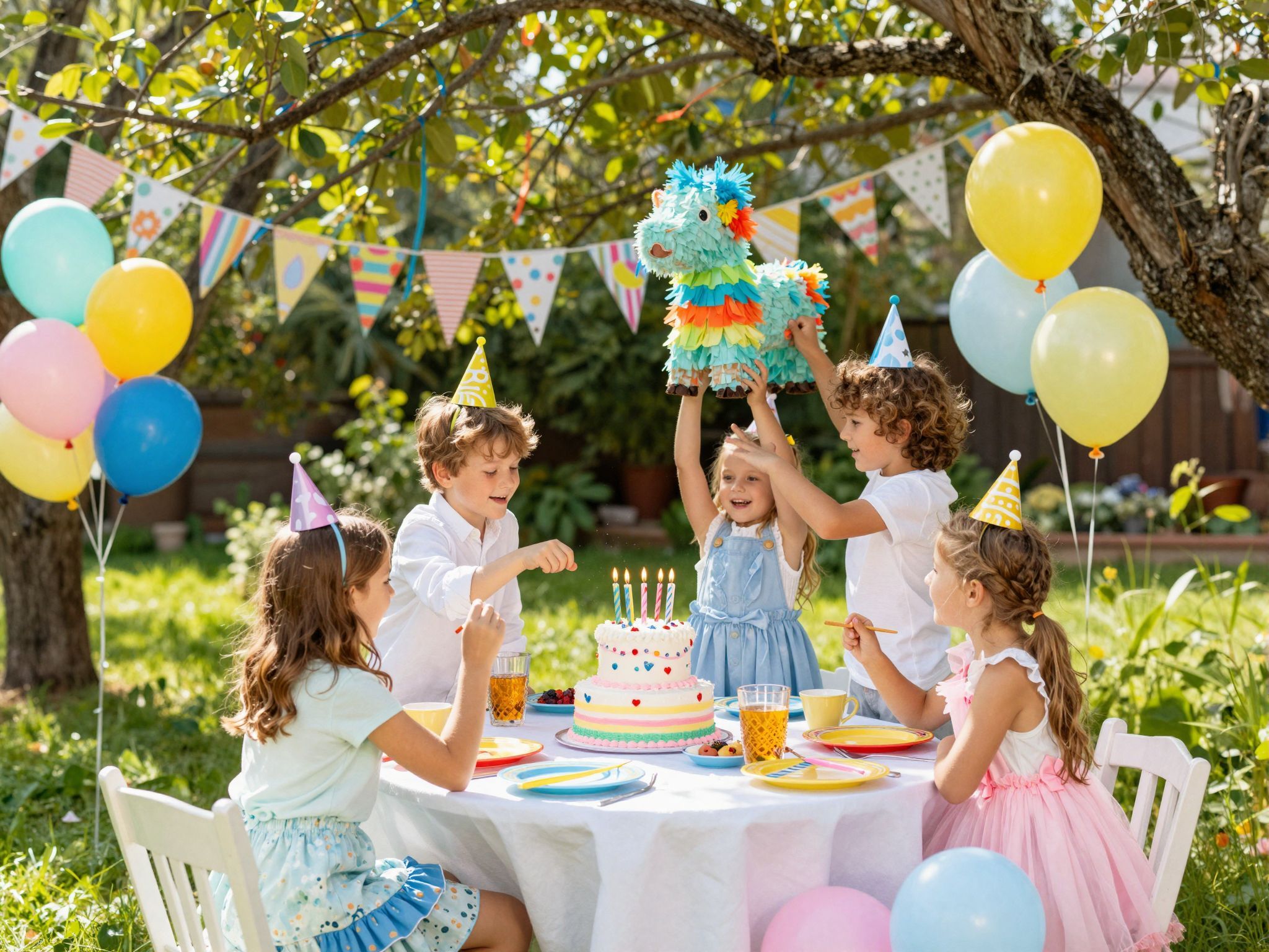 Színes lufik és kedvenc mesehősök fokozzák a hangulatot.