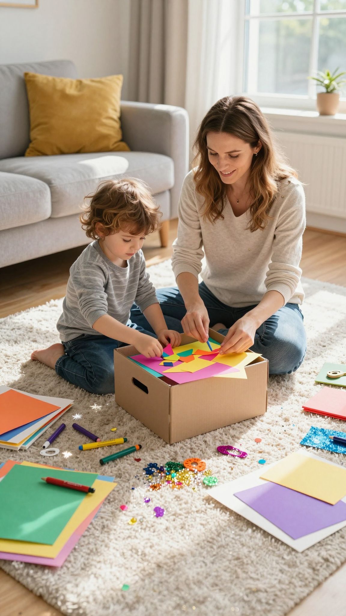 Használj különböző anyagokat a kreatív dobozhoz!