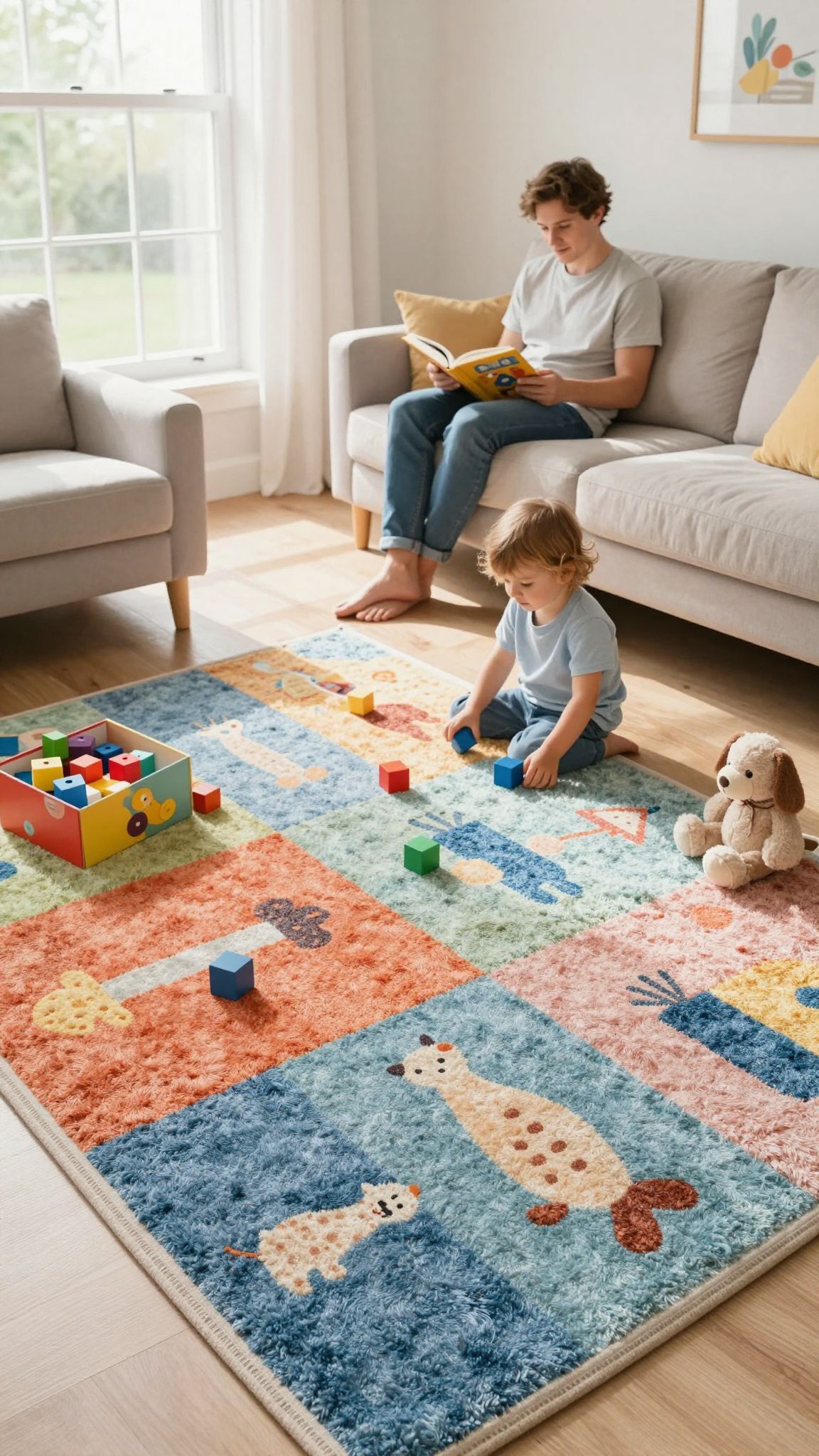 A nappali játékos bútorai elősegítik a gyermekek fejlődését.