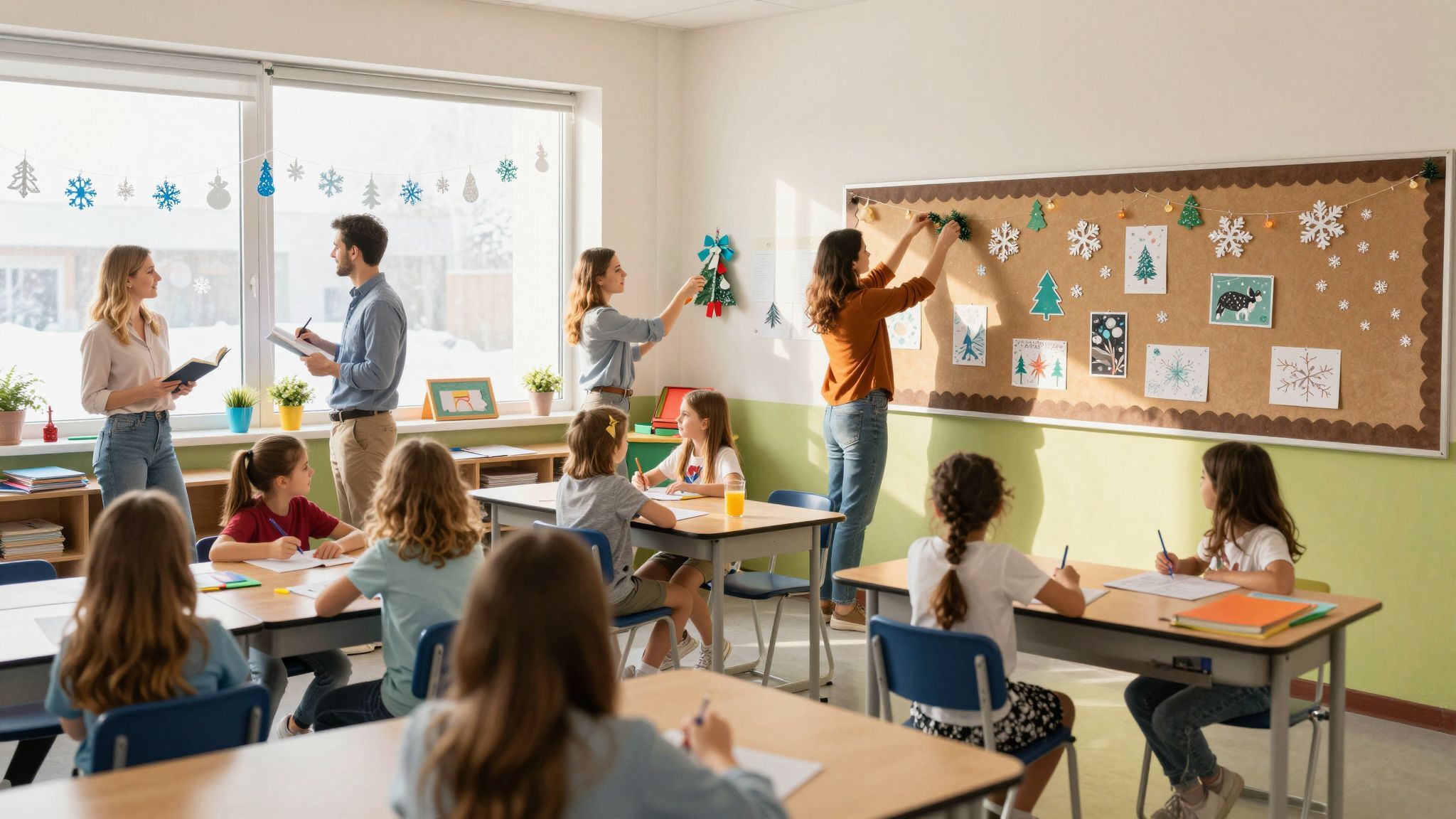 A tanárok segítik a diákokat a felkészülésben.