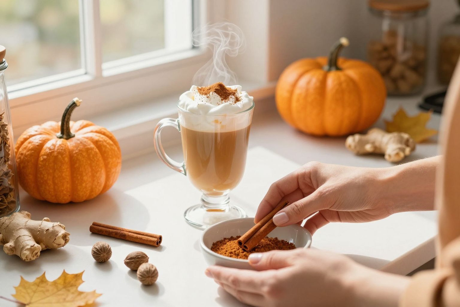 A házi fűszerkeverék friss ízeket hoz a latte-ba.