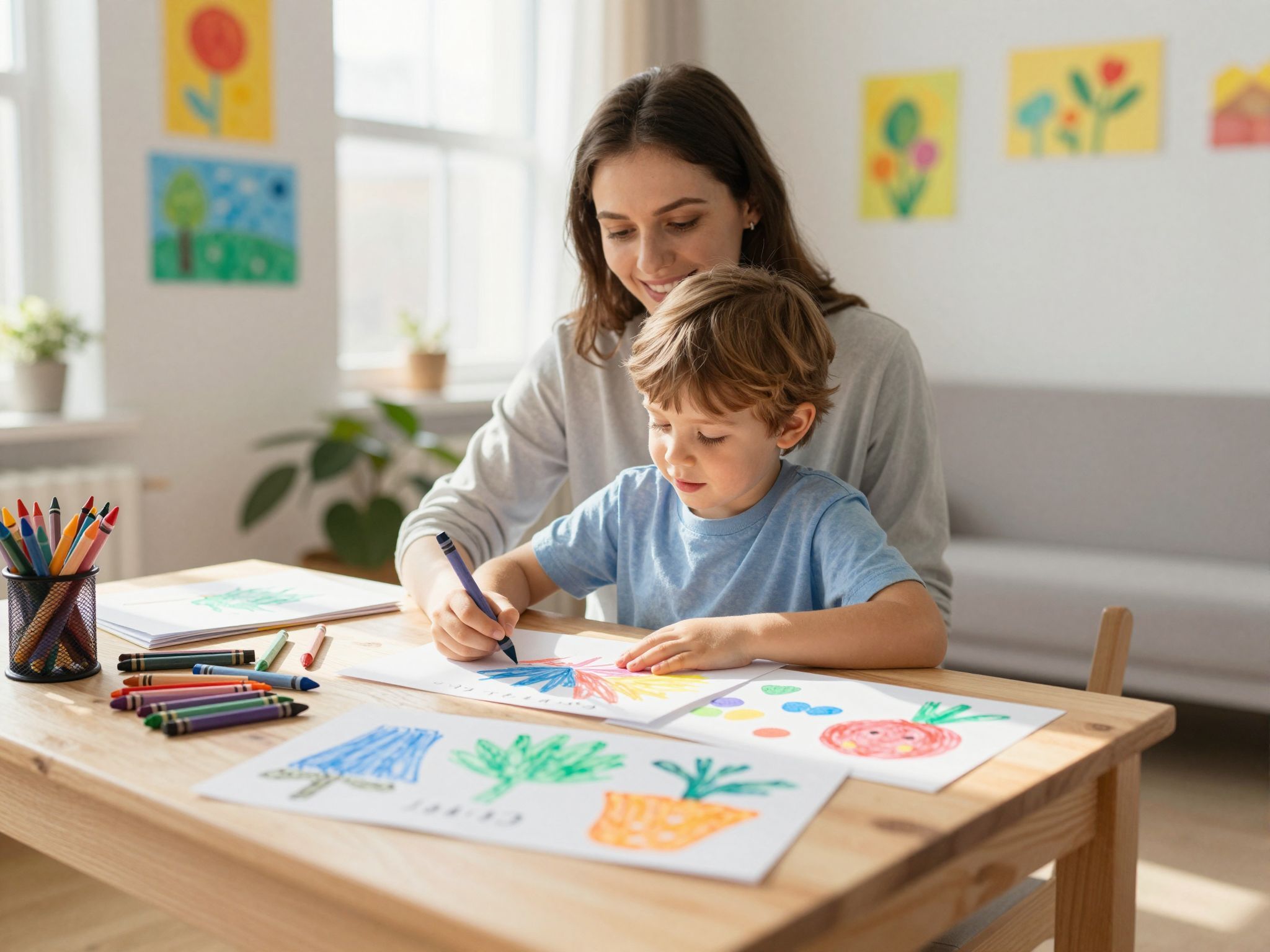 Segíts a gyerekeknek szabadon kifejezni kreativitásukat rajzoláskor.