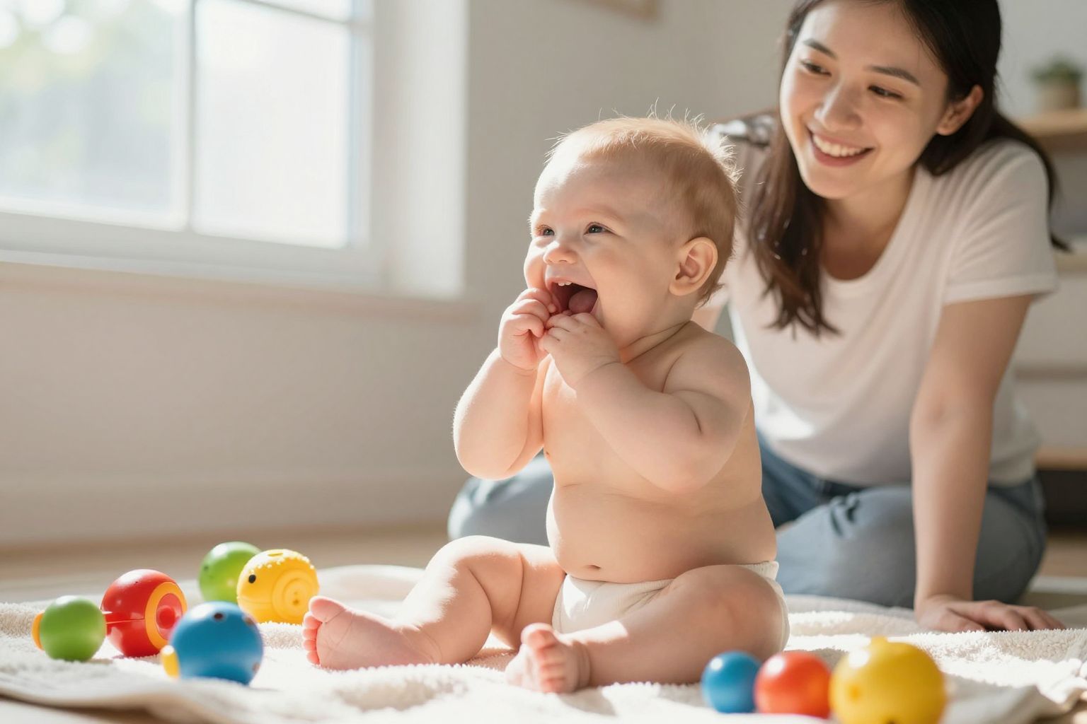 A baba gügyögése a fejlődés fontos jele.