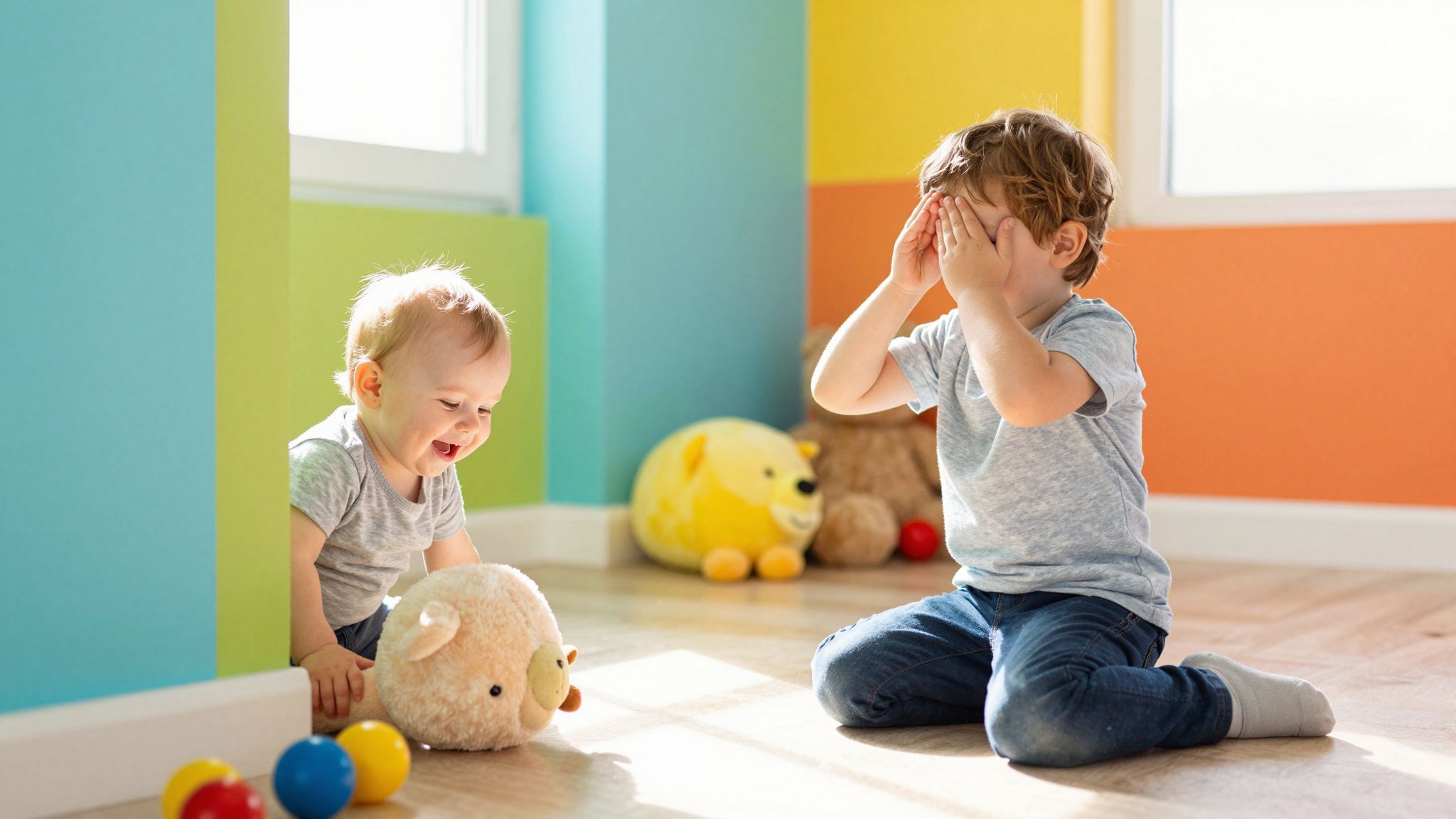 A bújócska fejleszti a baba térbeli észlelését.