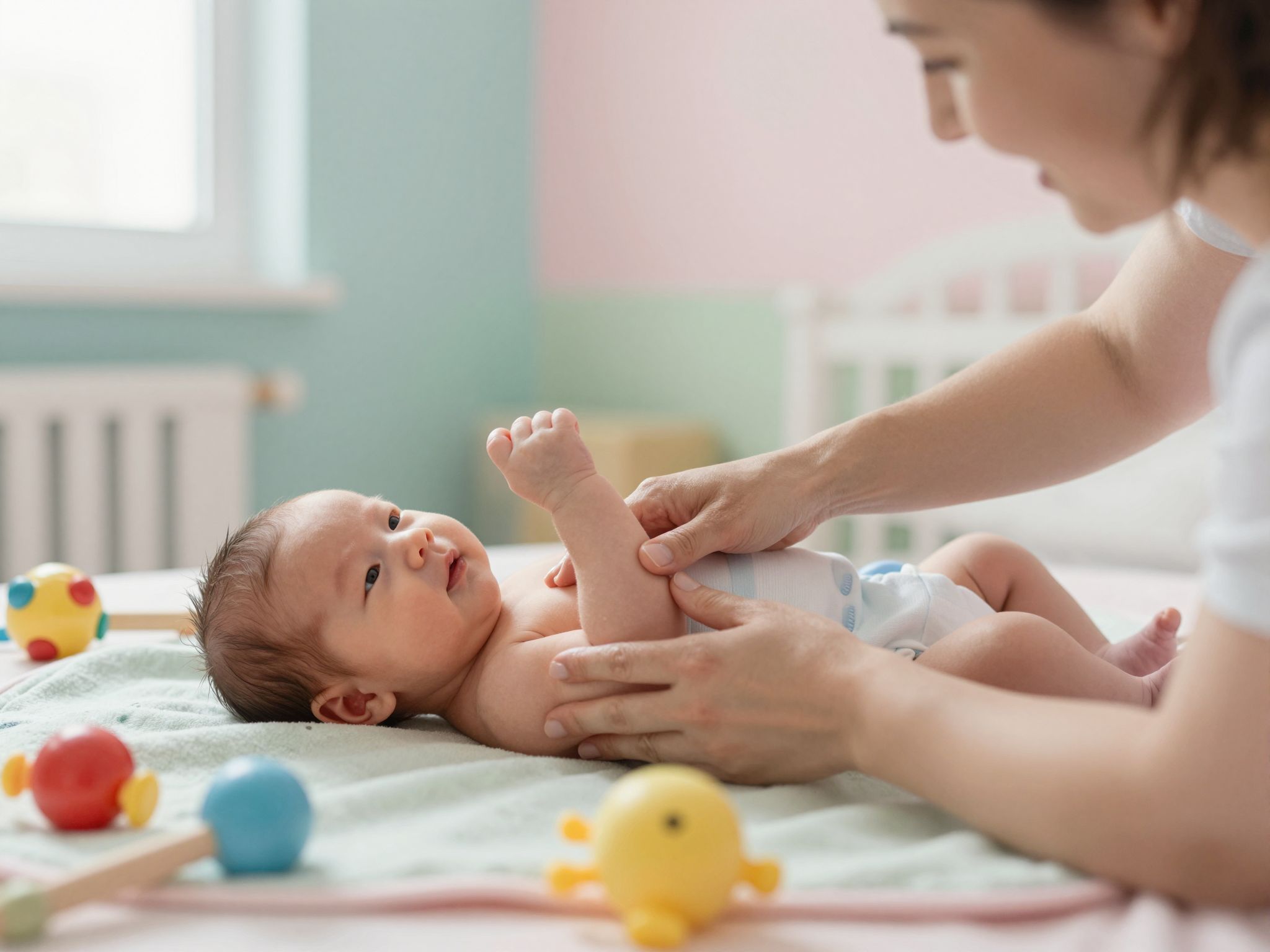 A babamasszázs serkenti a csecsemők fejlődését és relaxációját.