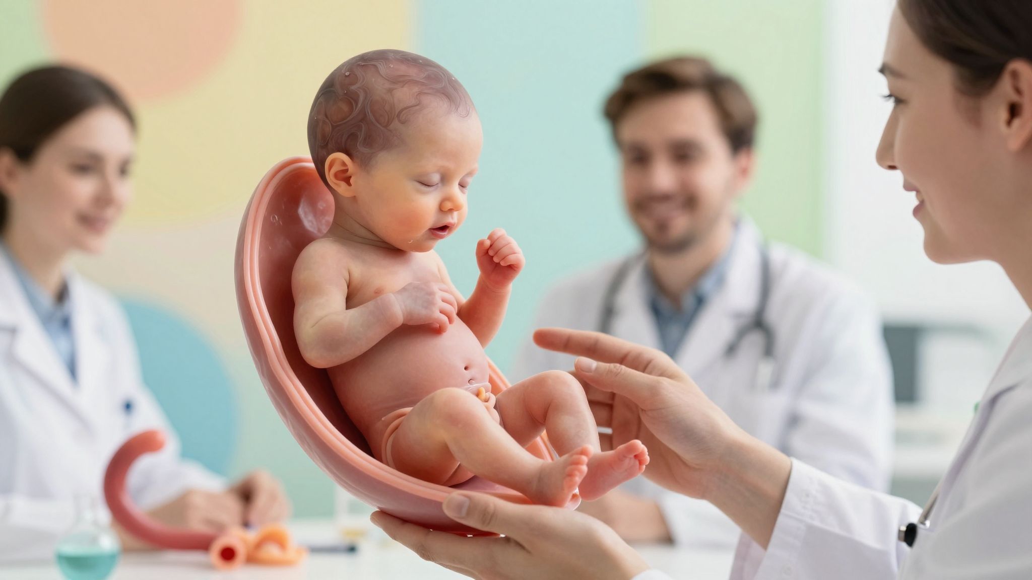 A nyolcadik héten megjelennek az első reflexek és formák.