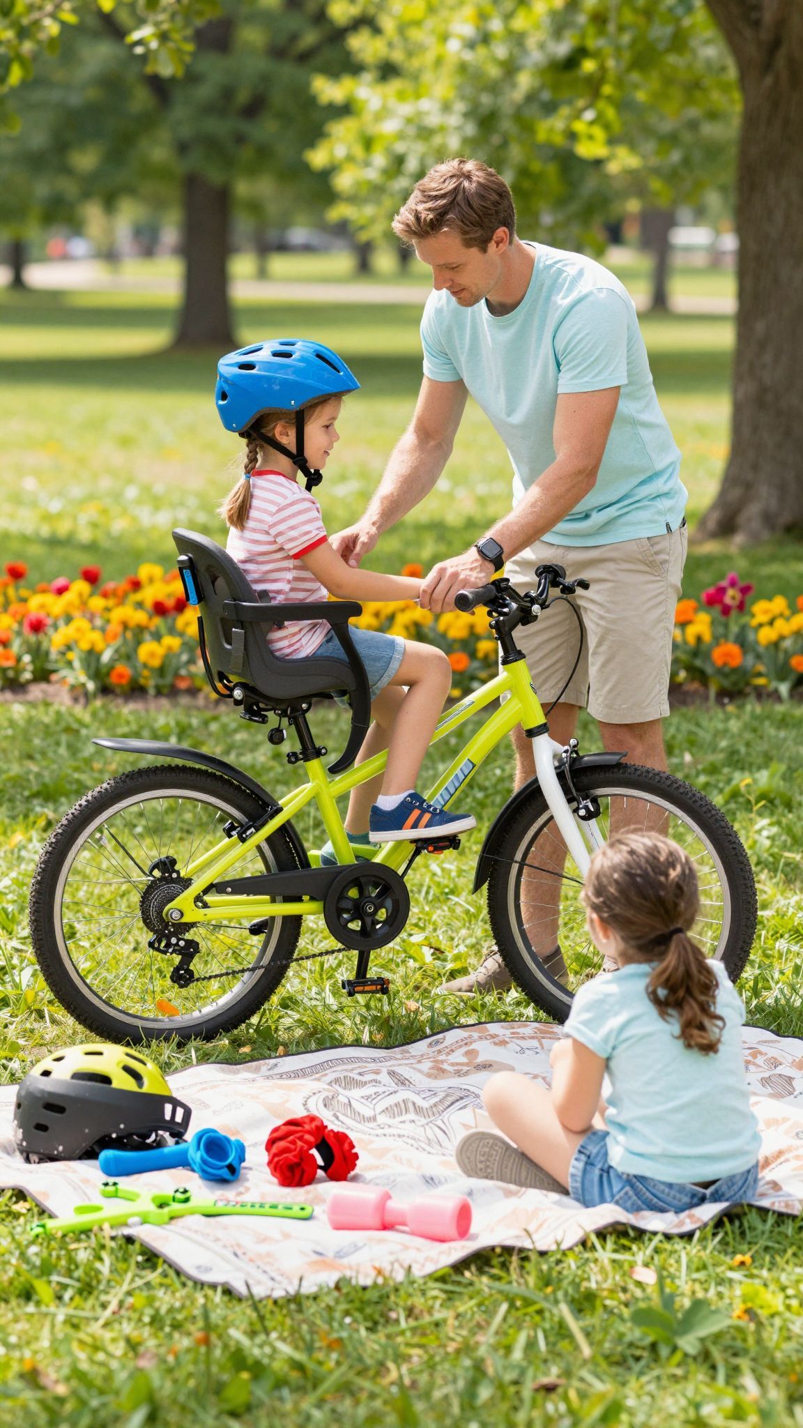 A szülői kerékpár kényelmes utazást biztosít gyermekeknek.