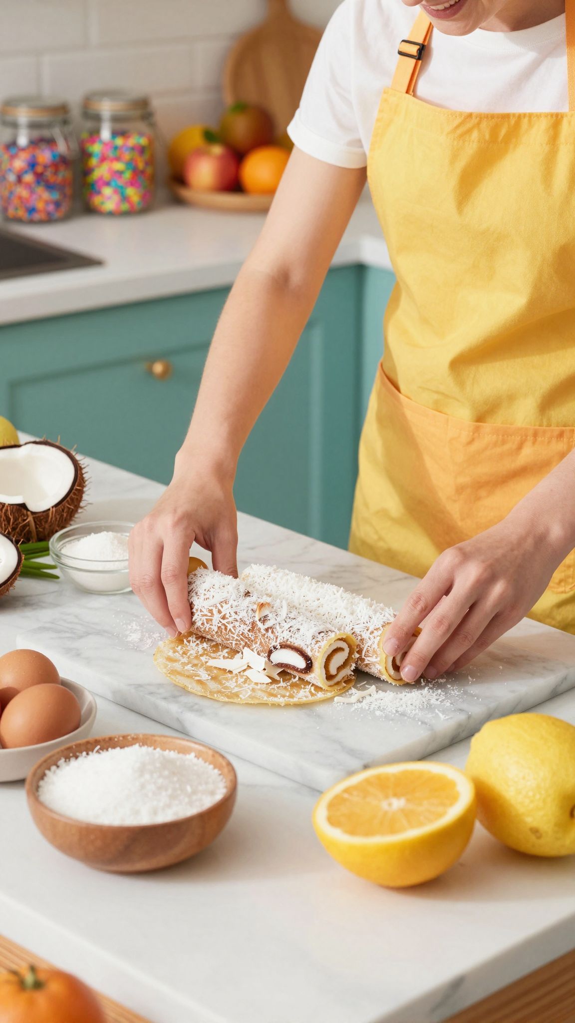 A kókuszos tekercs gyorsan elkészíthető, mégis ízletes desszert.