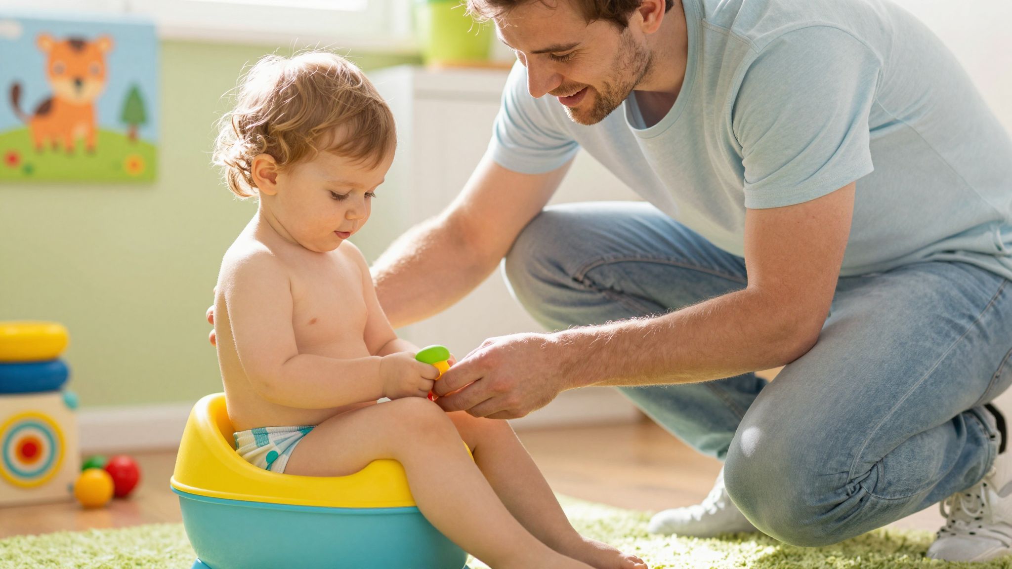 Az apukák aktívan támogathatják a bilire szoktatást.