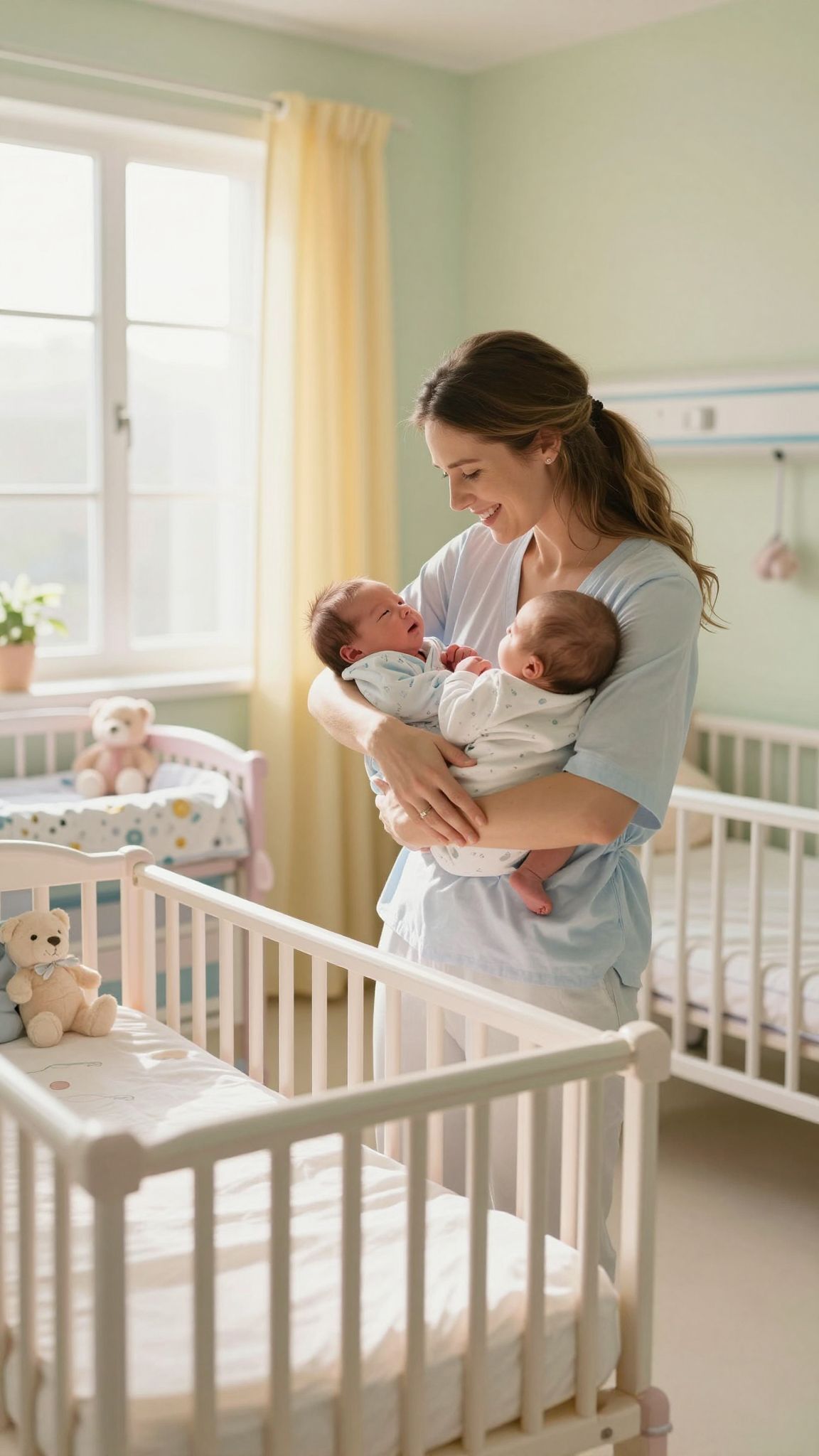 Az újszülött ikrek külön figyelmet és gondozást igényelnek.