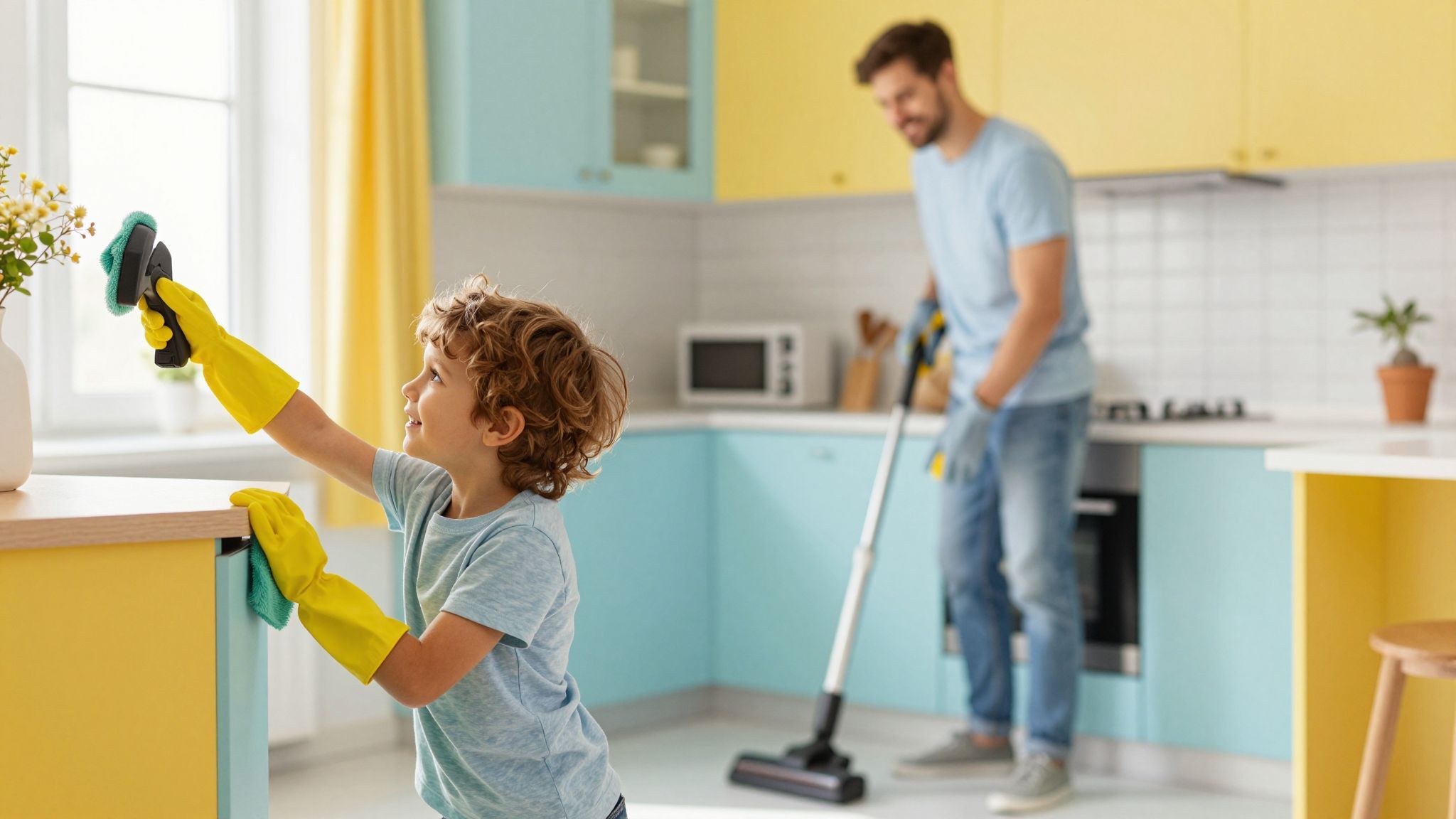 A játékos megközelítés motiválja a gyerekeket a házimunkára.