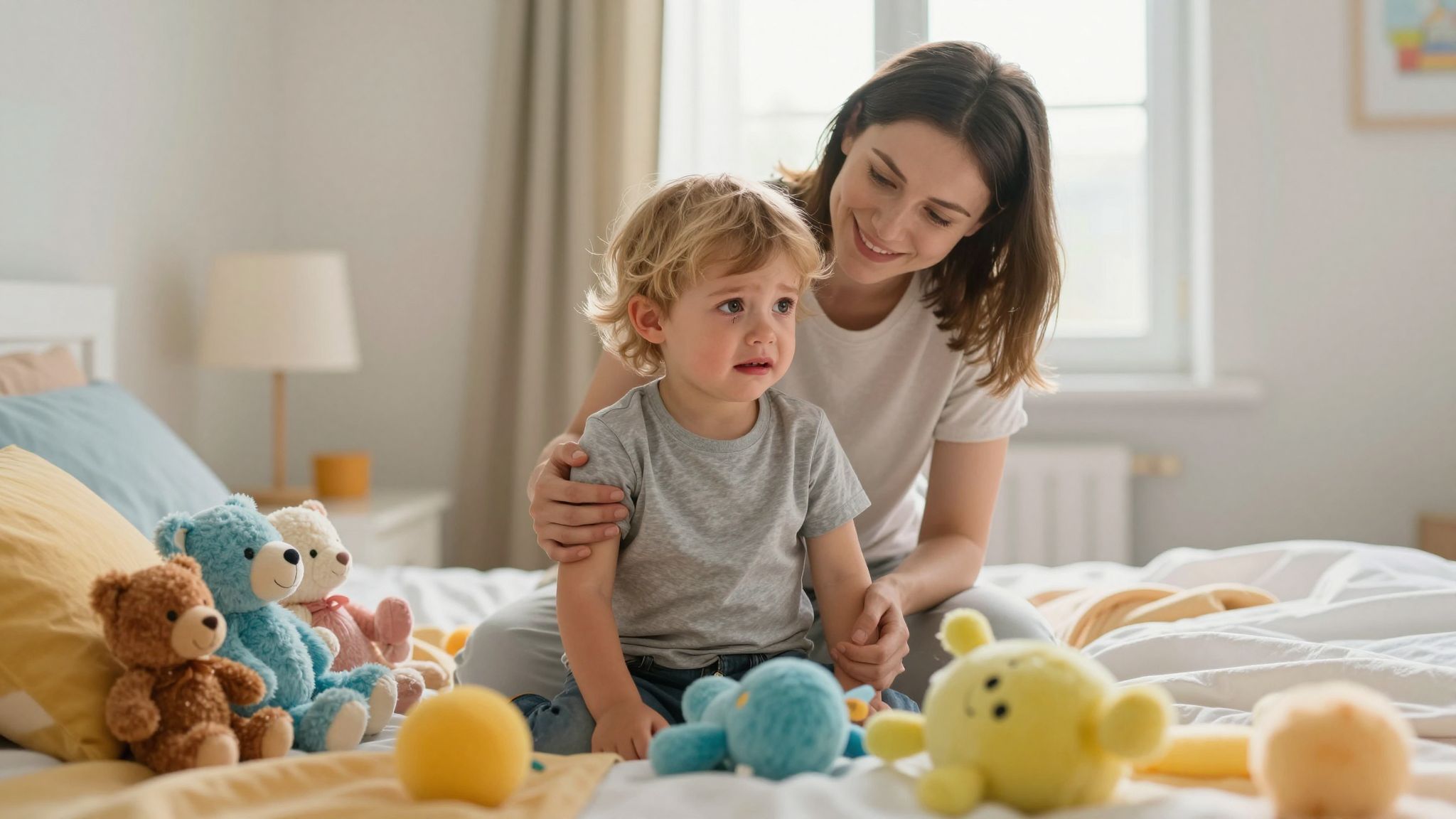 A szeparációs szorongás gyakori kisgyermekkorban, megnyugtatást igényel.