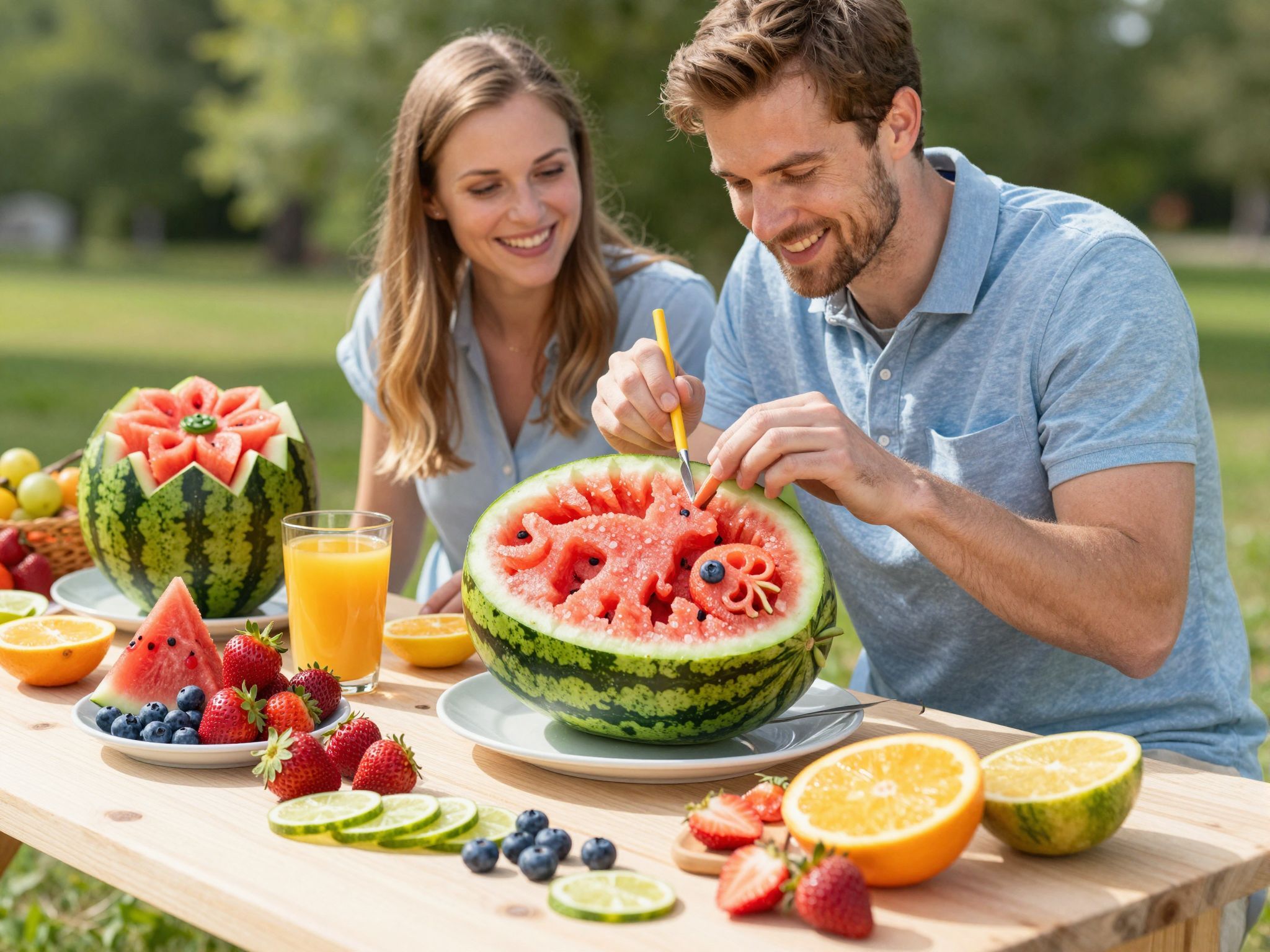 Készíts dinnyepálma figurát színes gyümölcsökkel egyszerűen!