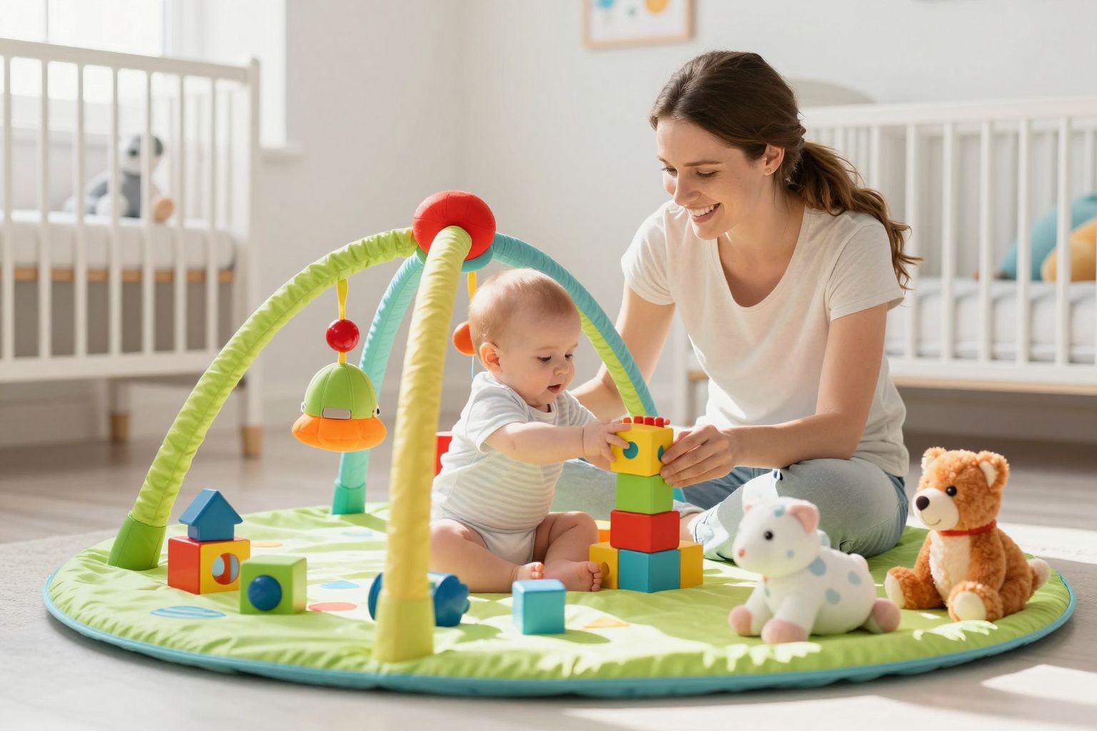 A zenei játékok fejlesztik a baba hallását és ritmusérzékét.