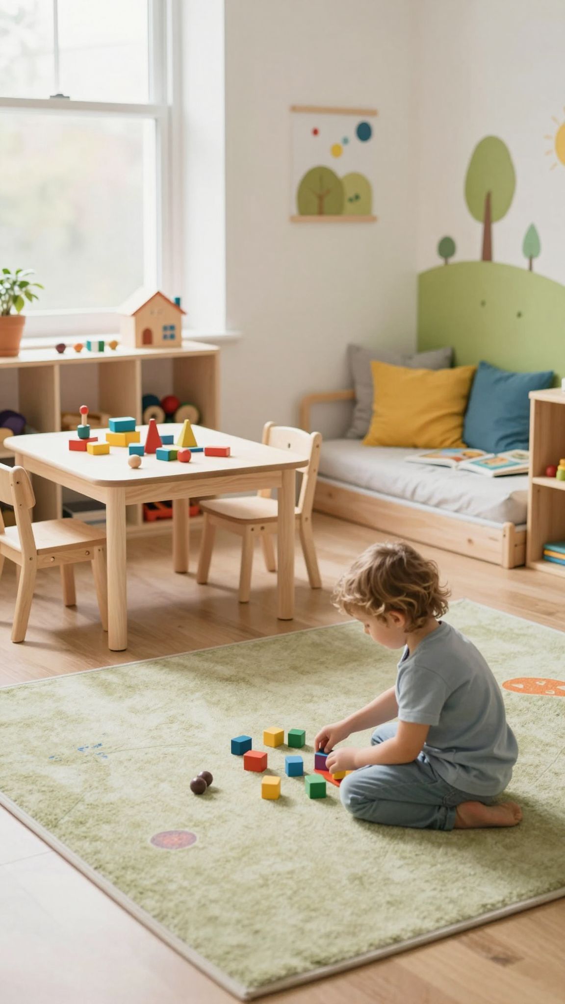 A Montessori gyerekszoba önállóságot és felfedezést ösztönöz.