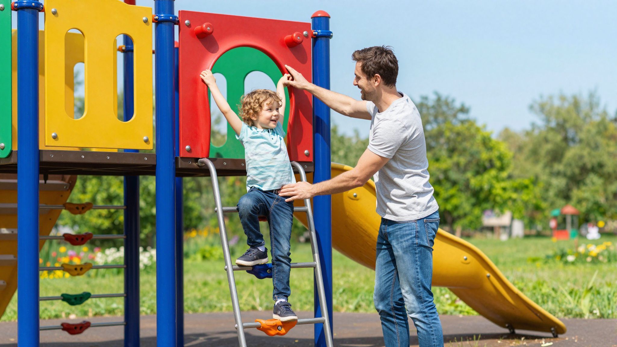 A szülők támogató jelenléte elősegíti a baba mászását.