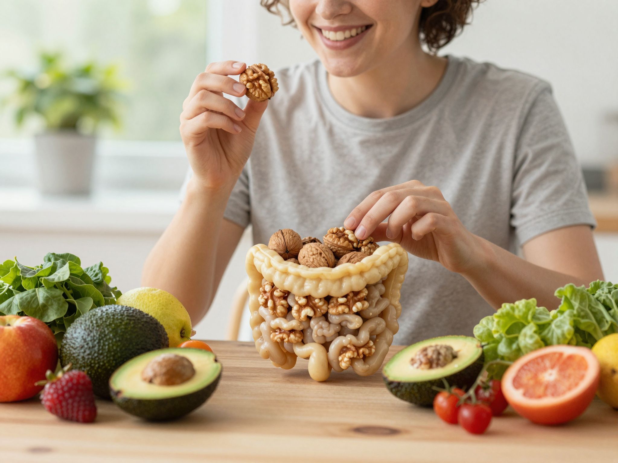 A dió prebiotikumként segíti a bélflóra egyensúlyát.