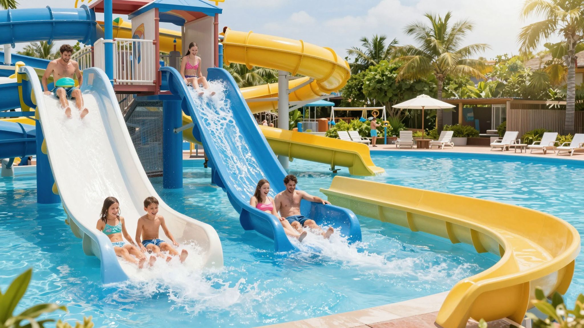 A csúszdák többféle élményt kínálnak a bátor látogatóknak.