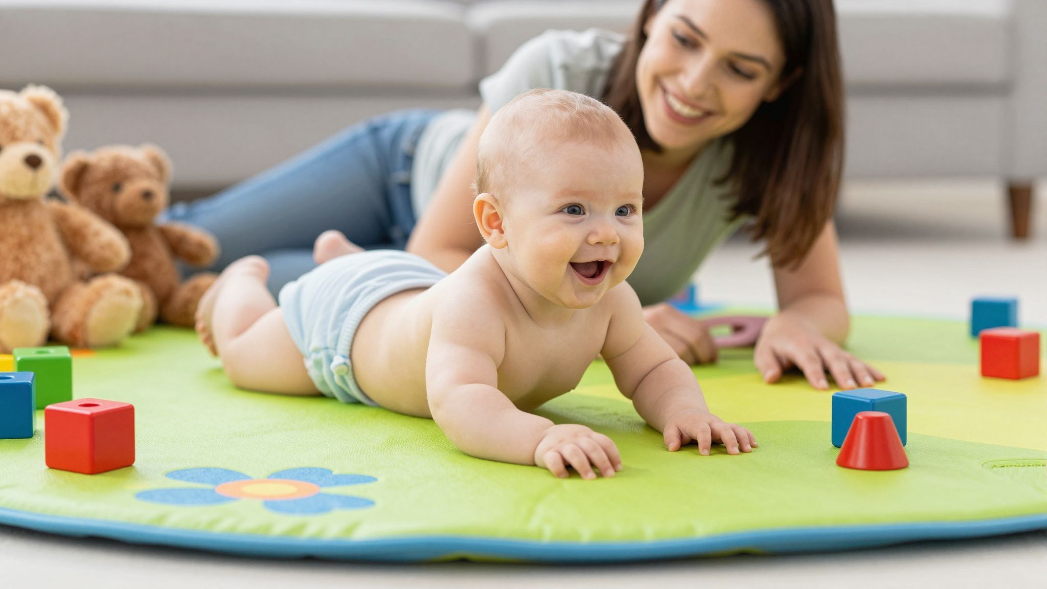 A hasalás növeli a baba motoros fejlődését és erejét.