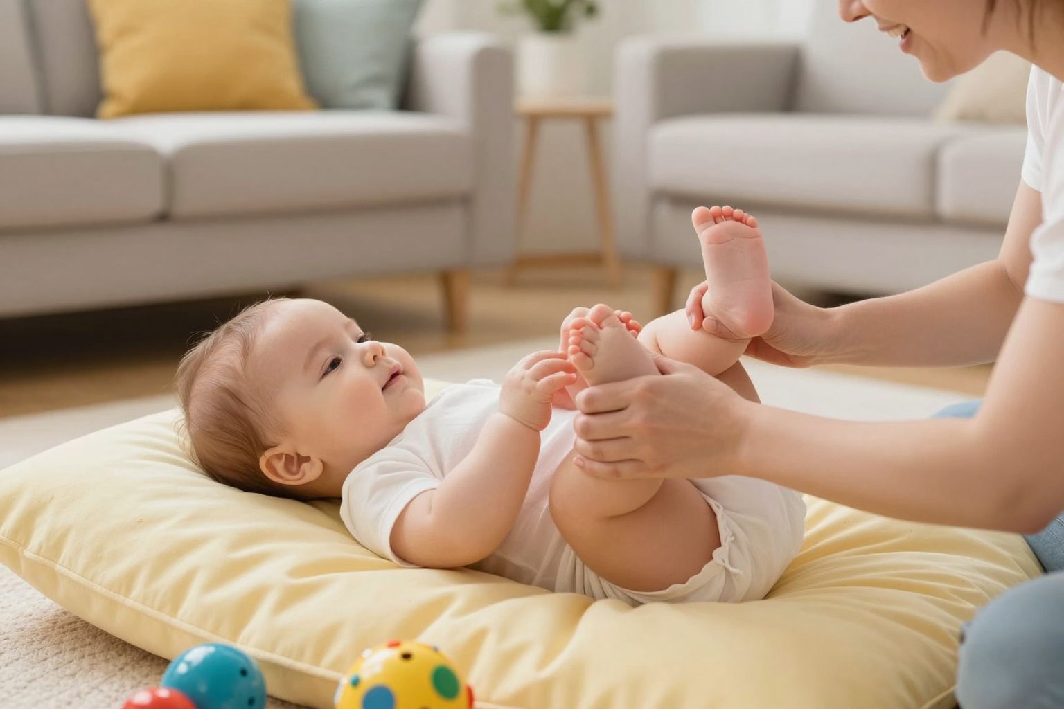 A láb- és hasmasszázs erősíti a baba kötődését.