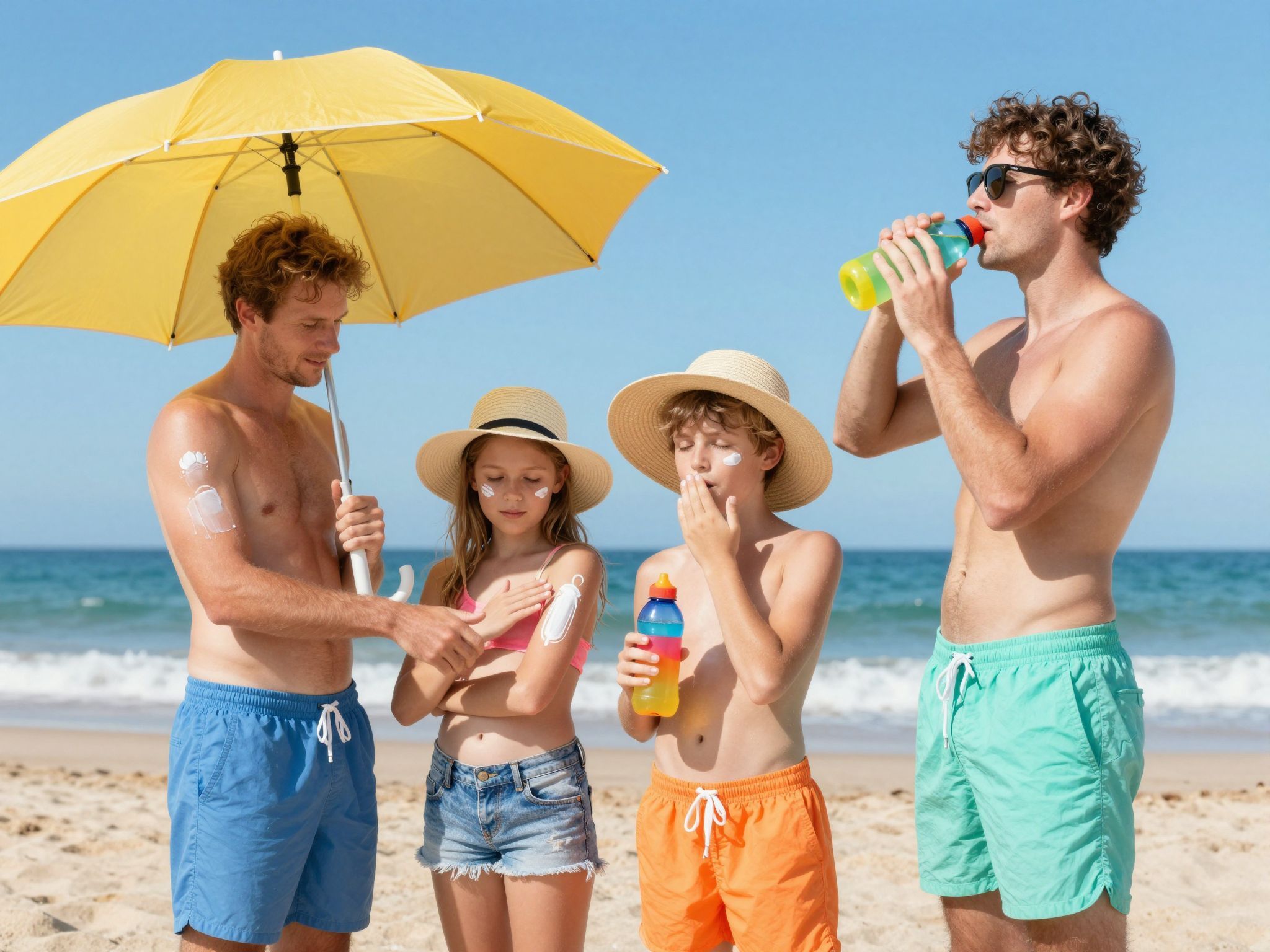 Napszúrás ellen véd a kalap, napszemüveg és naptej.