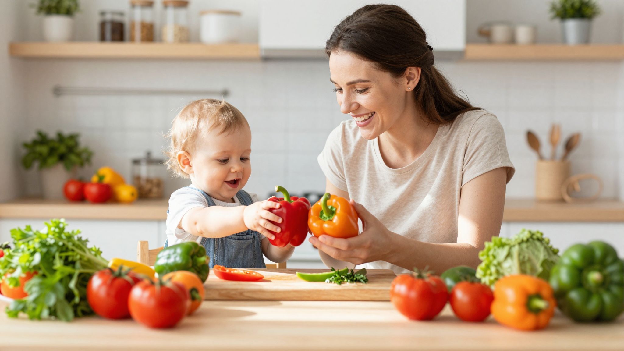 A paprika élénk színe és sima felülete stimulálja a babák érzékeit.