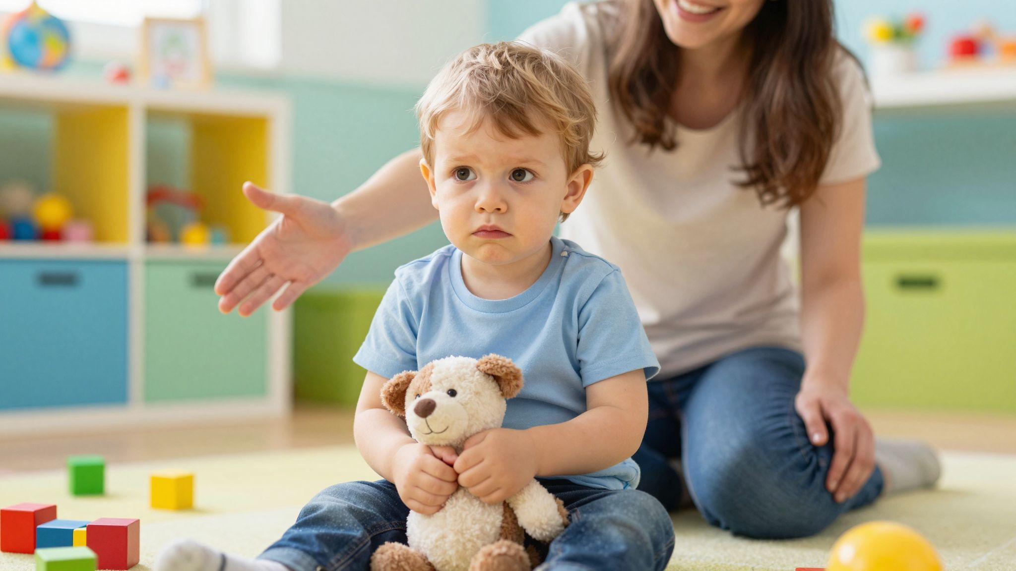 A szeparációs szorongás gyakori jelei a sírás és ragaszkodás.