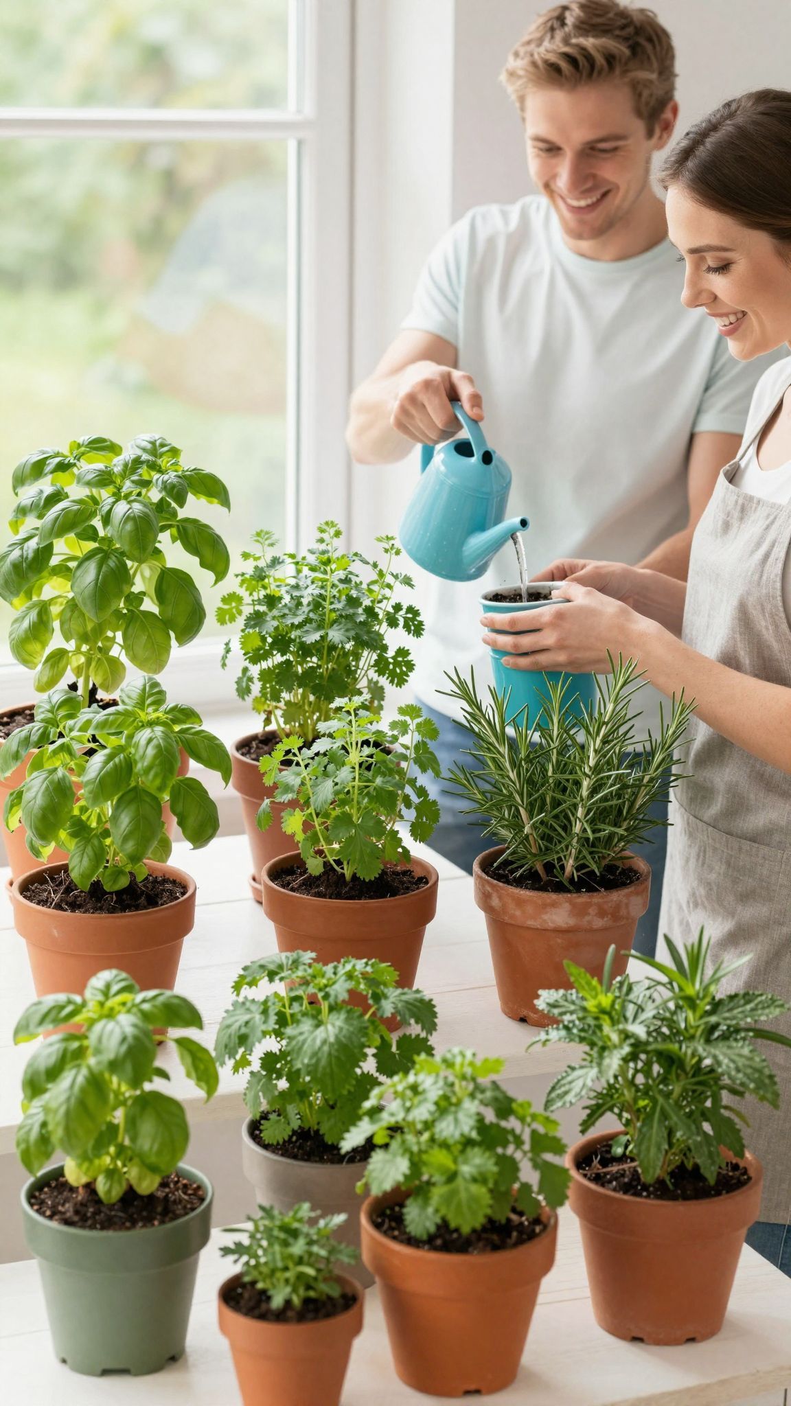 A fűszernövények öntözése kulcs a sikeres növekedéshez.