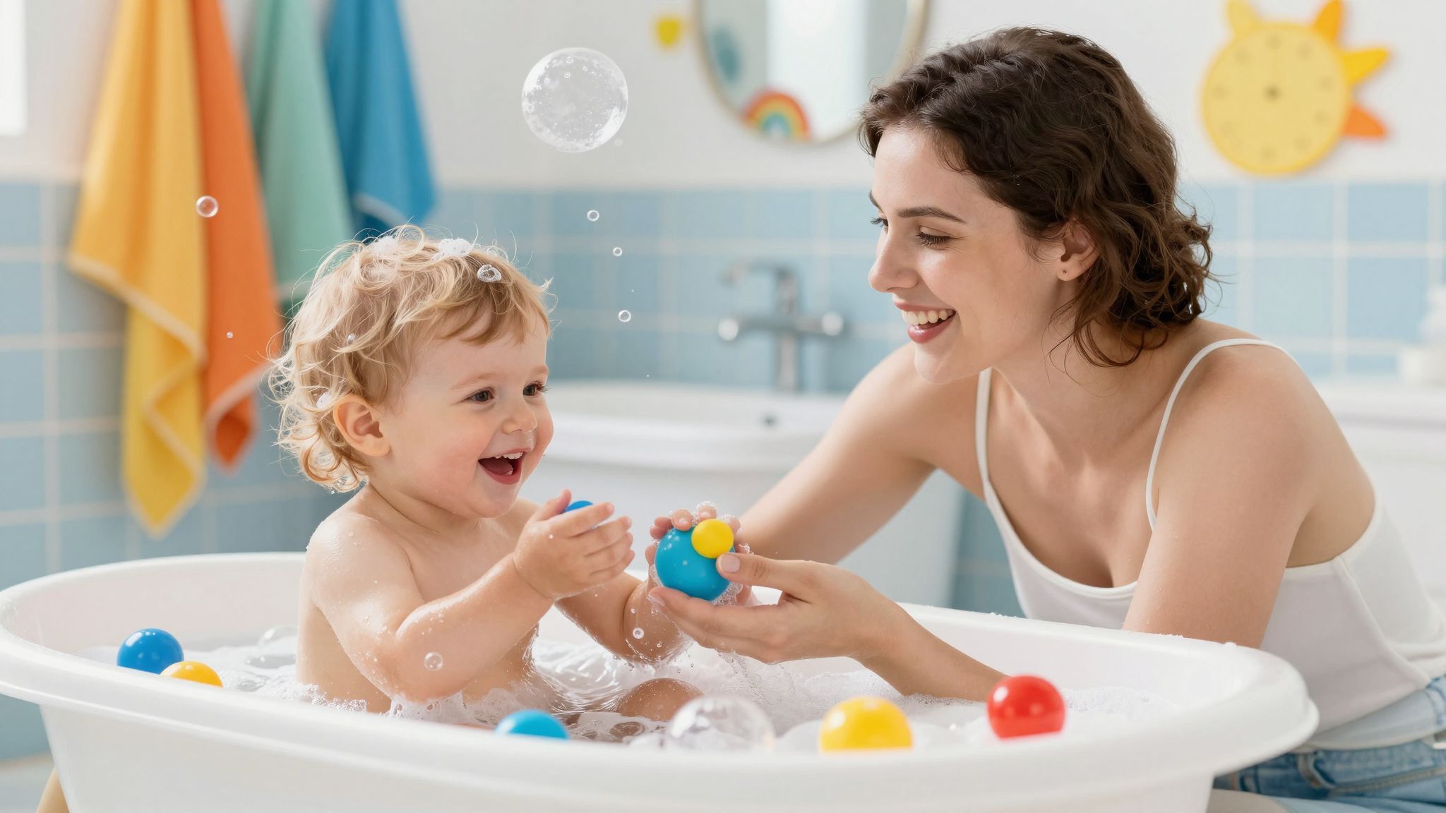 A játékos fürdetés ösztönzi a gyerekek önállóságát.