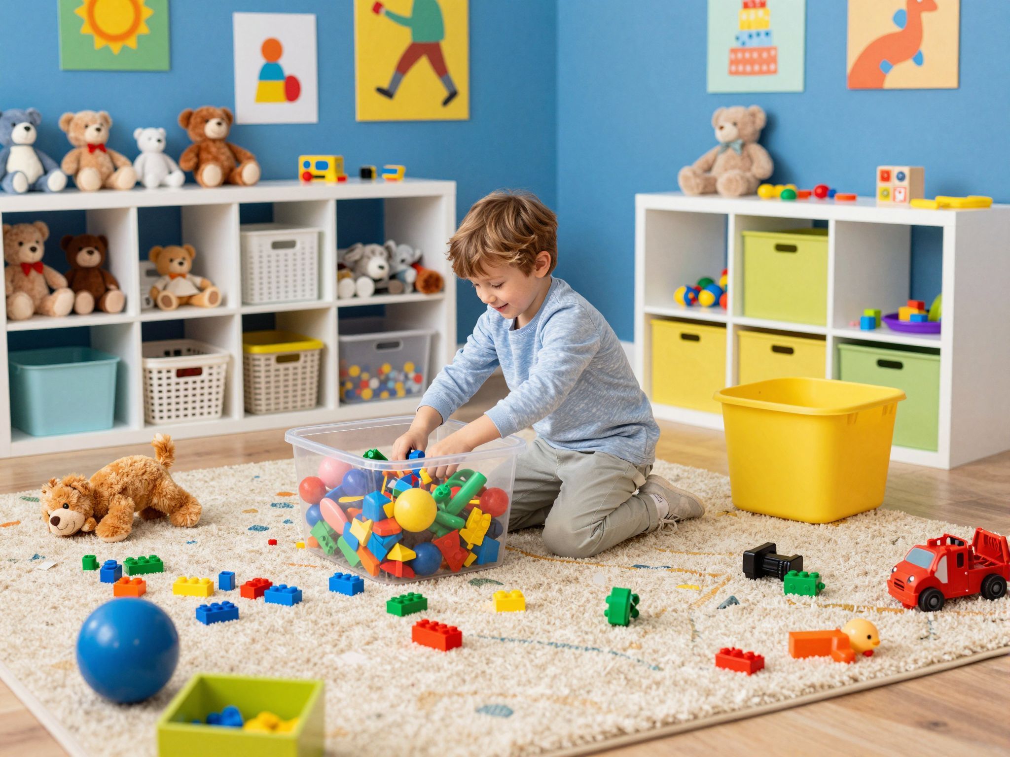 Kreatív tárolási ötletek plüssök és legók számára.