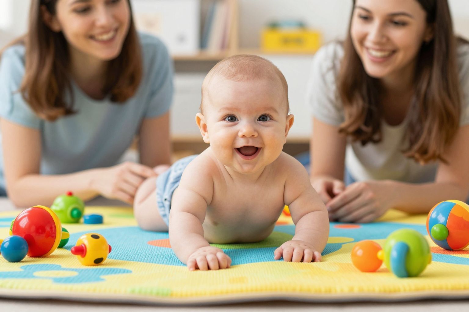 A hat hónapos baba már képes ülni és mászni.