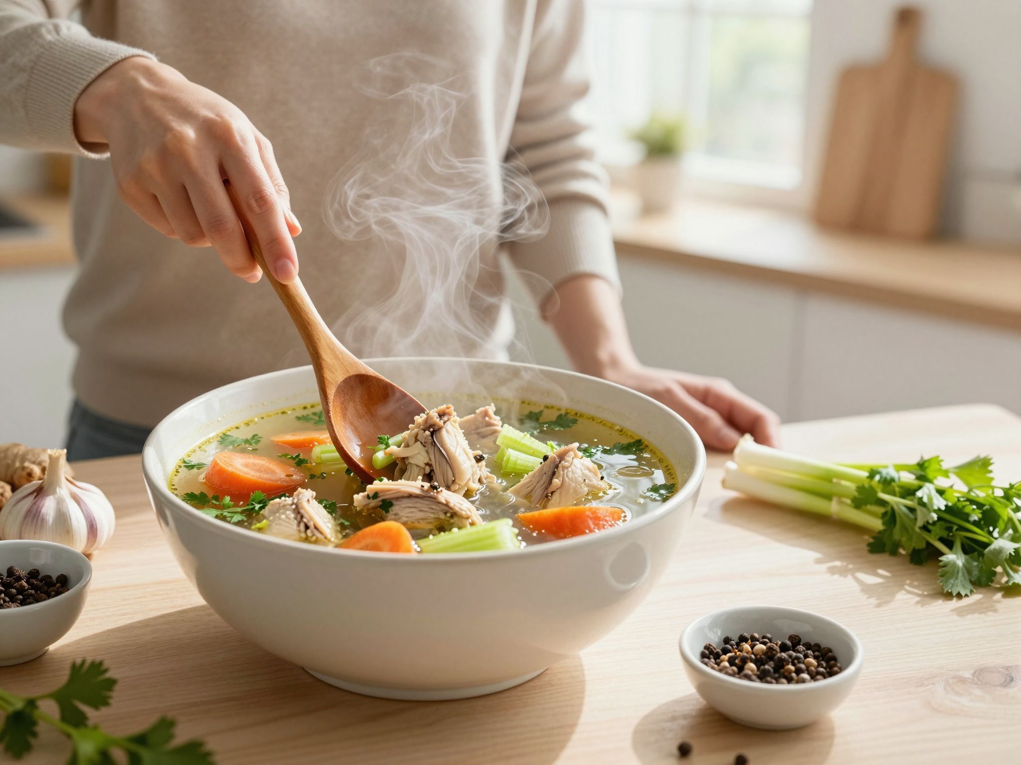 A húsleves tyúk húsa immunerősítő hatással bír.