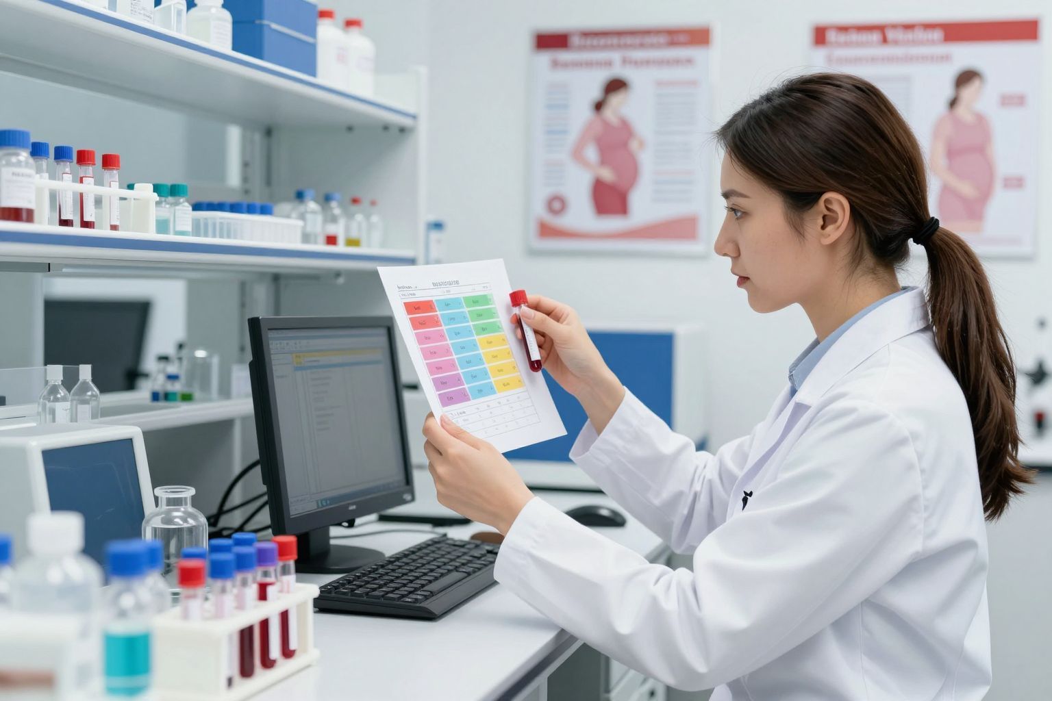 A laborvizsgálat vashiányt jelezhet alacsony hemoglobin szinttel.