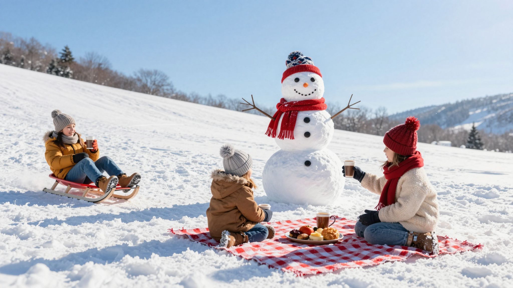 A hóban való játék összeköti a családot és barátokat.