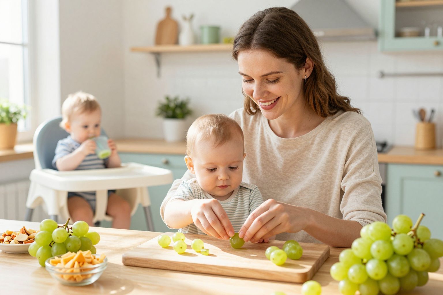 A szőlőt mindig negyedeld a kisgyerekek biztonsága érdekében.