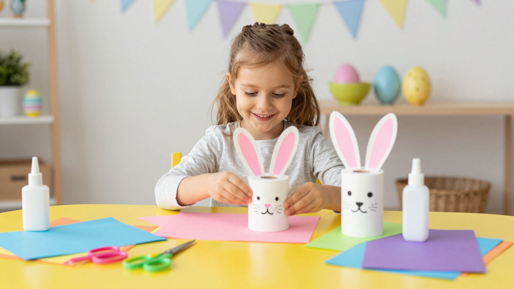 WC papír gurigából kreatív nyuszikat készíthetünk gyerekekkel!