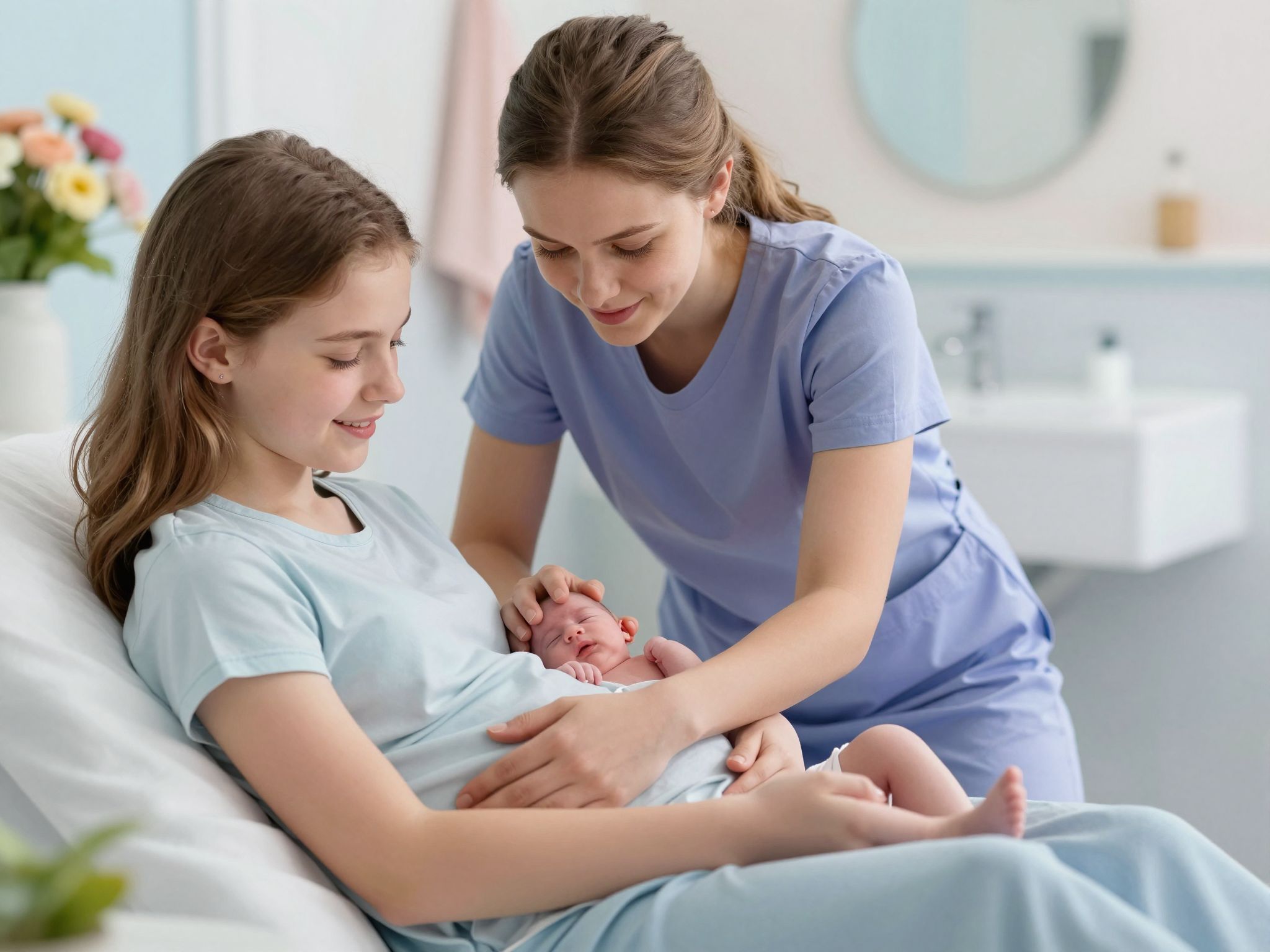 A tinédzser lánya bravúrosan segítette anyját a szülésben.