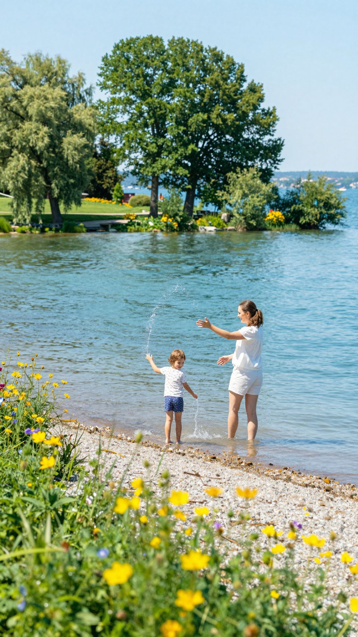 A Balaton vize biztonságos fürdőzést biztosít kisgyermekeknek.