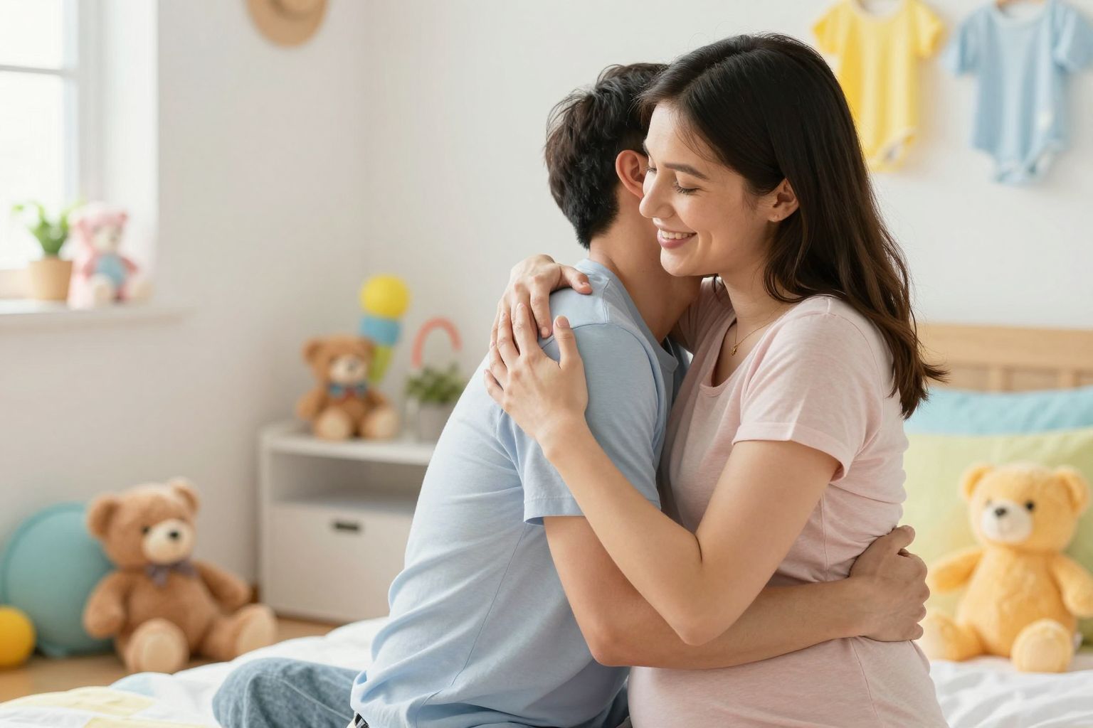 A rendszeres ölelés erősíti a baba emocionális fejlődését.