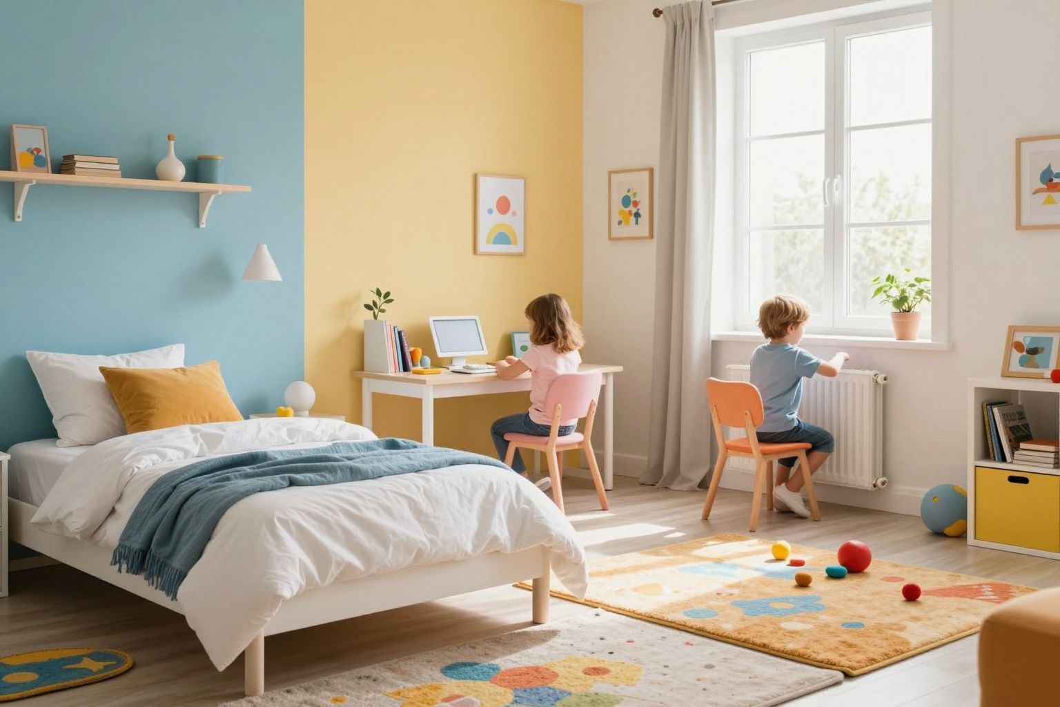 A gyermekszoba zónái segítik a játék és tanulás egyensúlyát.