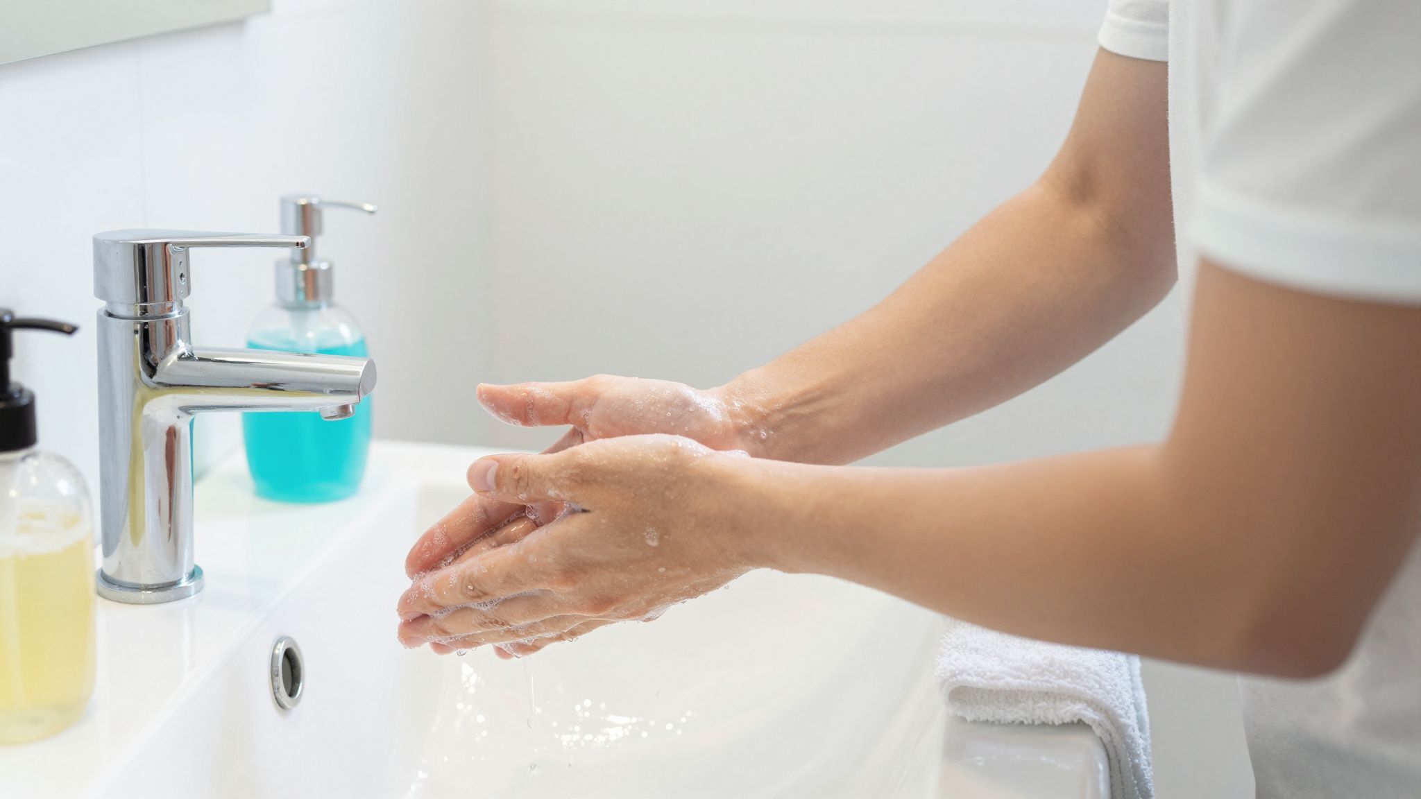 A kézmosás minimum 20 másodpercig javasolt a hatékonyságért.