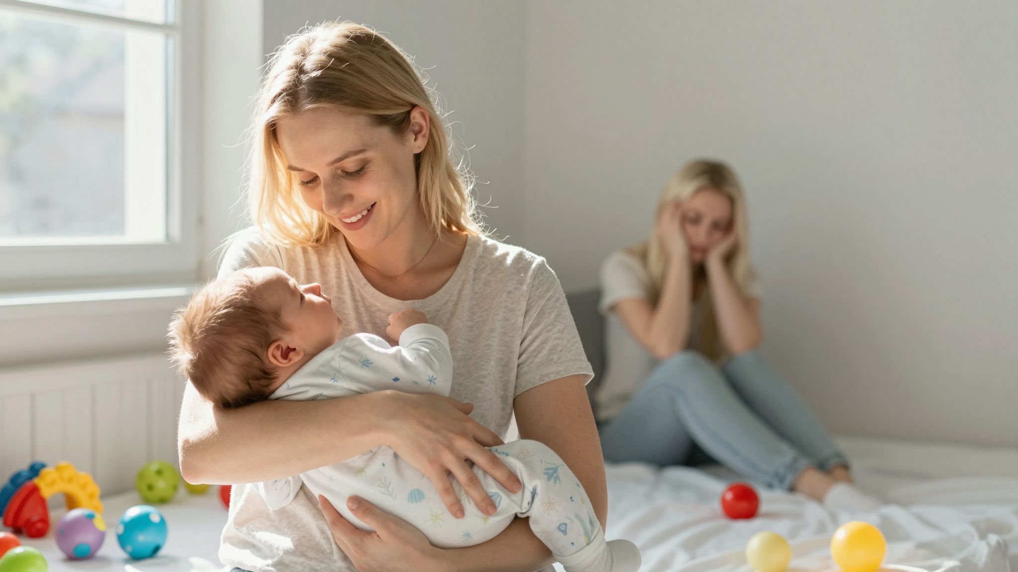 A baby blues átmeneti, míg a PPD tartósabb tüneteket mutat.