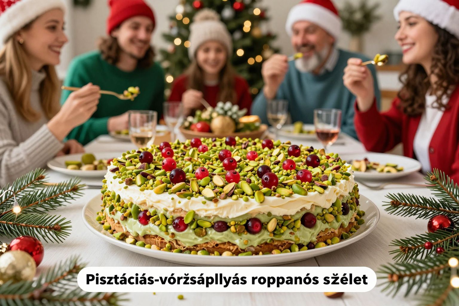 A pisztáciás-vörösáfonyás roppanós szelet ínycsiklandó karácsonyi desszert!