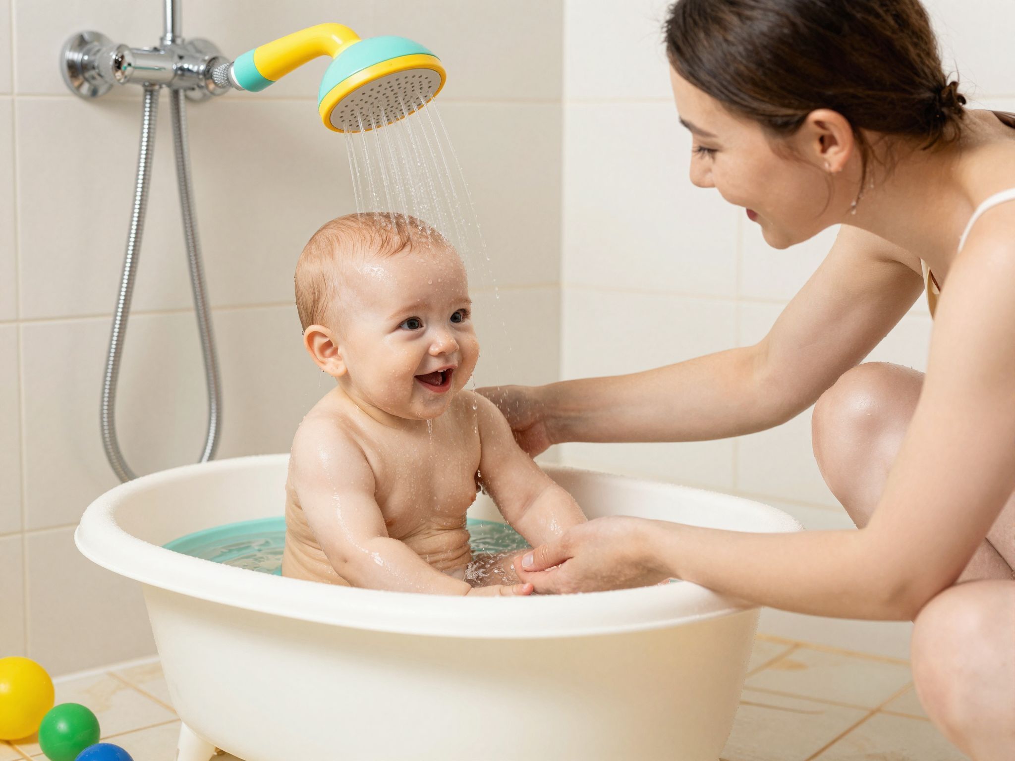 A fokozatosság segíti a babát a zuhanyhoz való hozzászokásban.