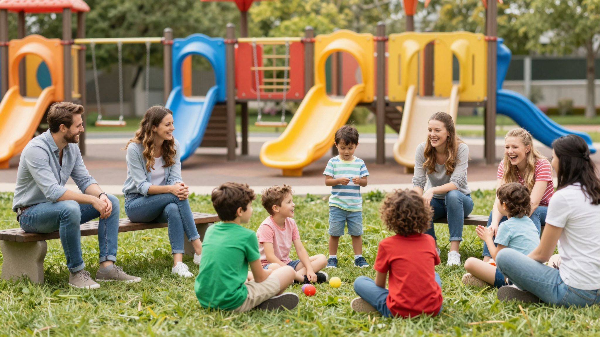 A szülői támogatás erősíti a játszótéri közösséget.
