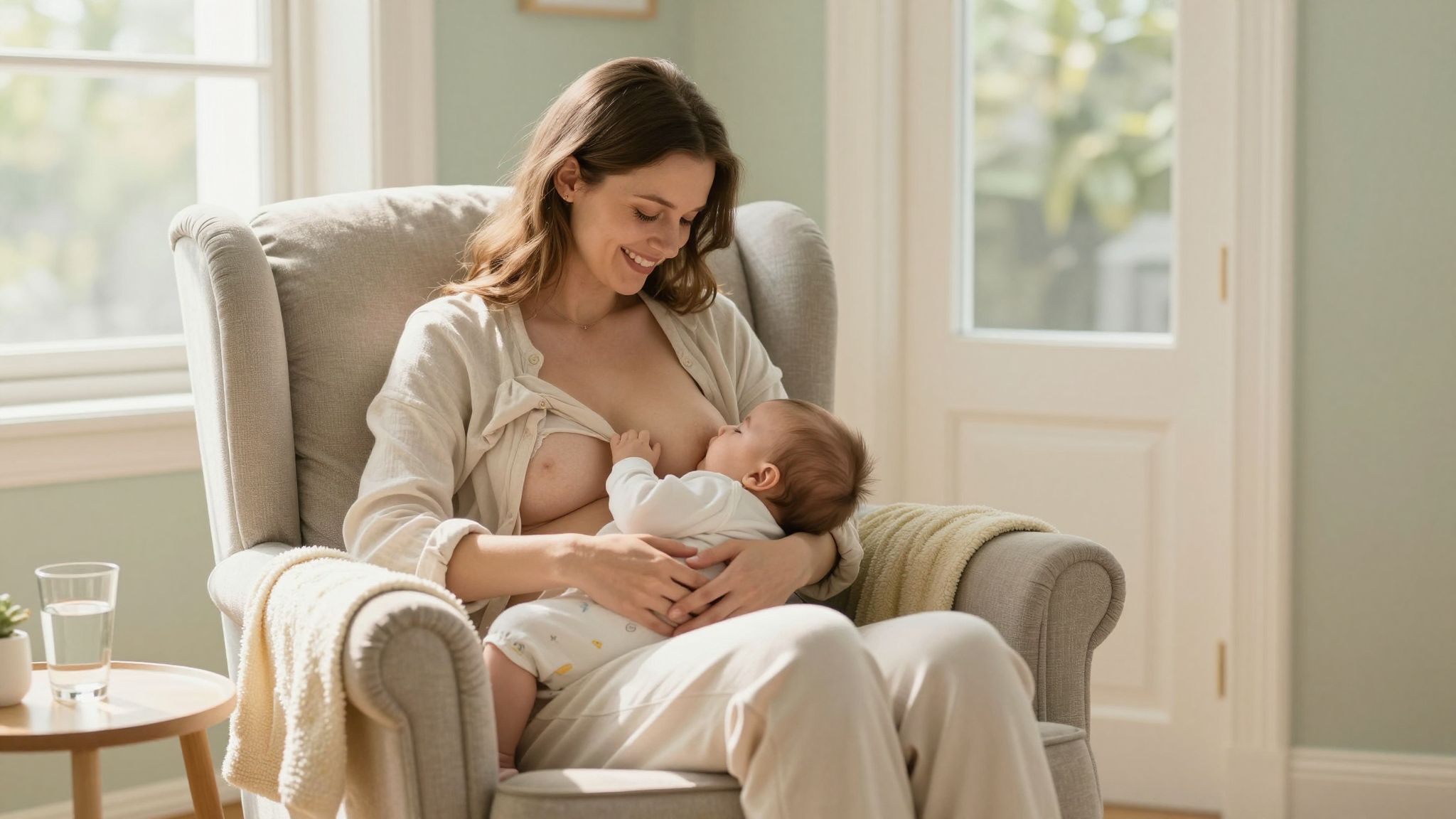 A megfelelő pozíció csökkenti a hátfájást szoptatás közben.