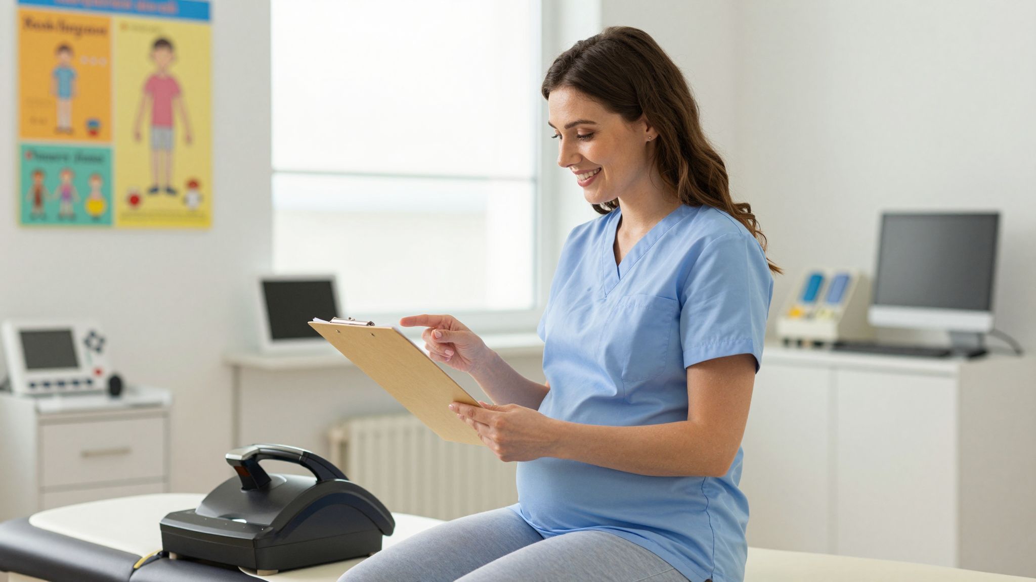 Az első trimeszterben a terhesség megállapítása történik.