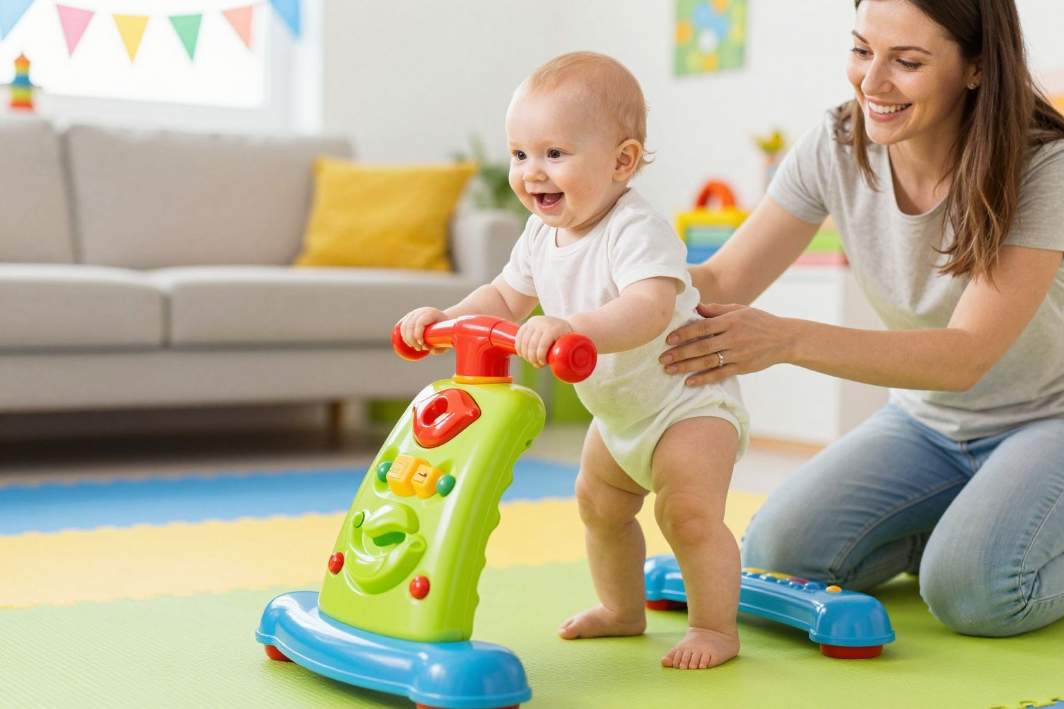 A törzs- és lábizmok erősítése segíti a babát járni.