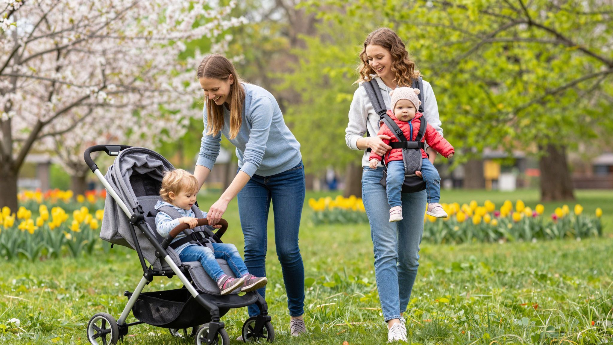 Babakocsival kényelmesebb, hordozóval közelibb a kapcsolat.