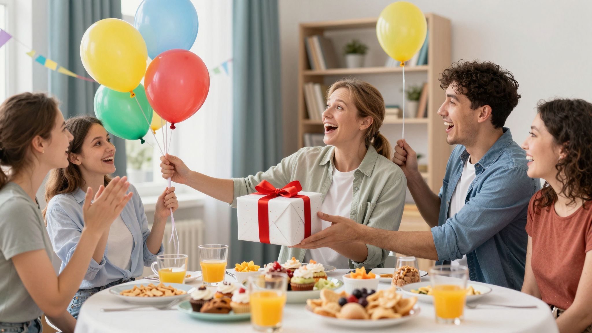 Kreatív kellékek fokozzák az élményt a bejelentés során.